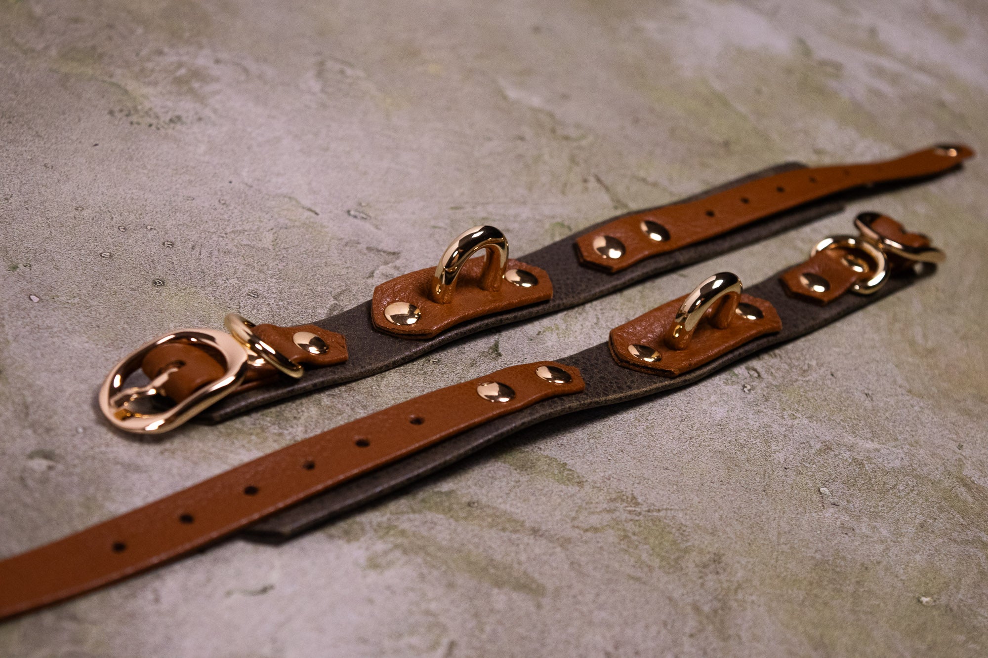 6" - 8" Olive Bark & Tan Leather Cuffs _ LIMITED _
