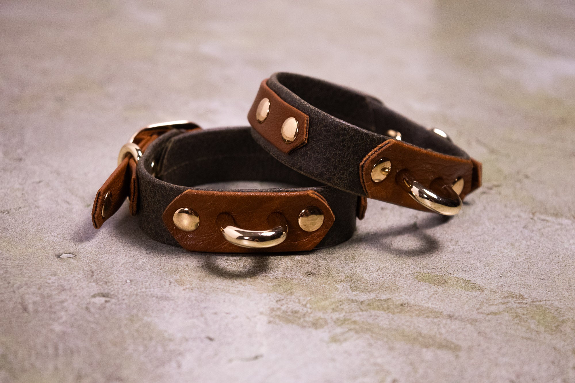 6" - 8" Olive Bark & Tan Leather Cuffs _ LIMITED _