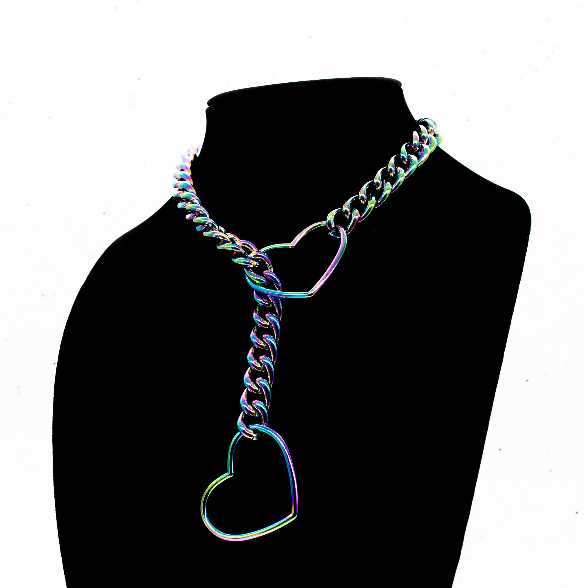 Rainbow Chain Large Rainbow Heart Slip Chain Collar