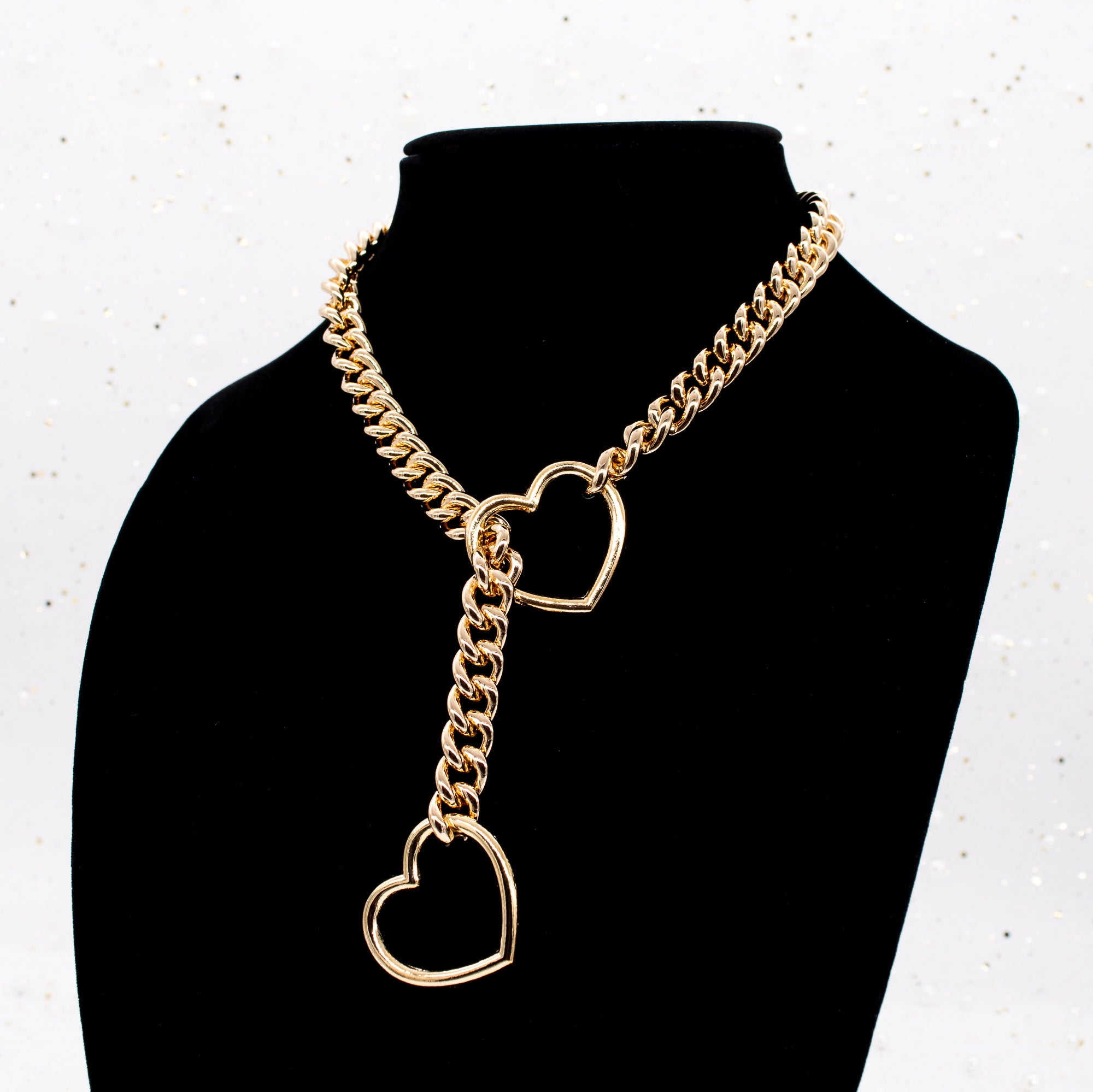 Gold Heart Slip Chain Collar