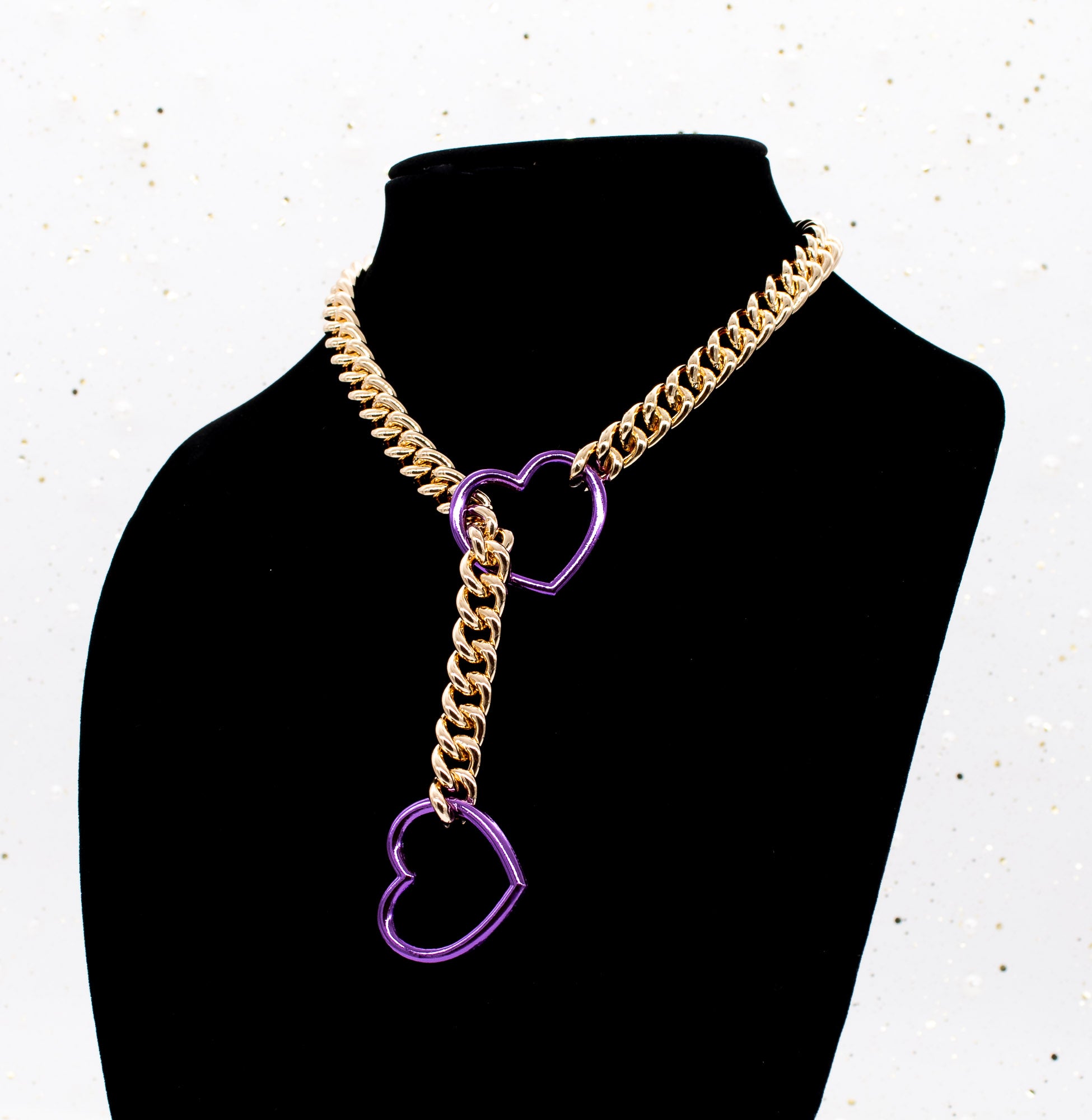 Gold & Purple Heart Slip Chain Collar