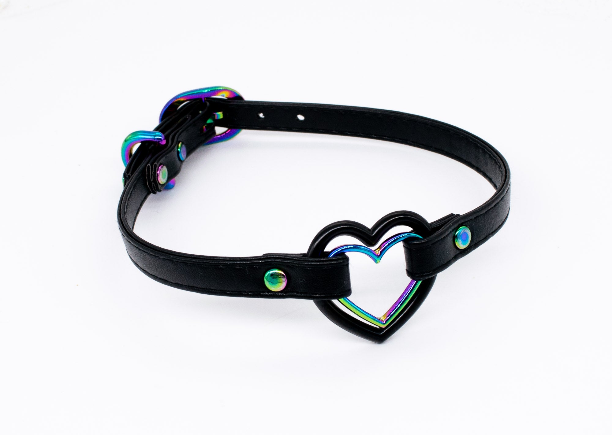 3/8" Cyber Lovers Vegan Leather Collar in Rainbow