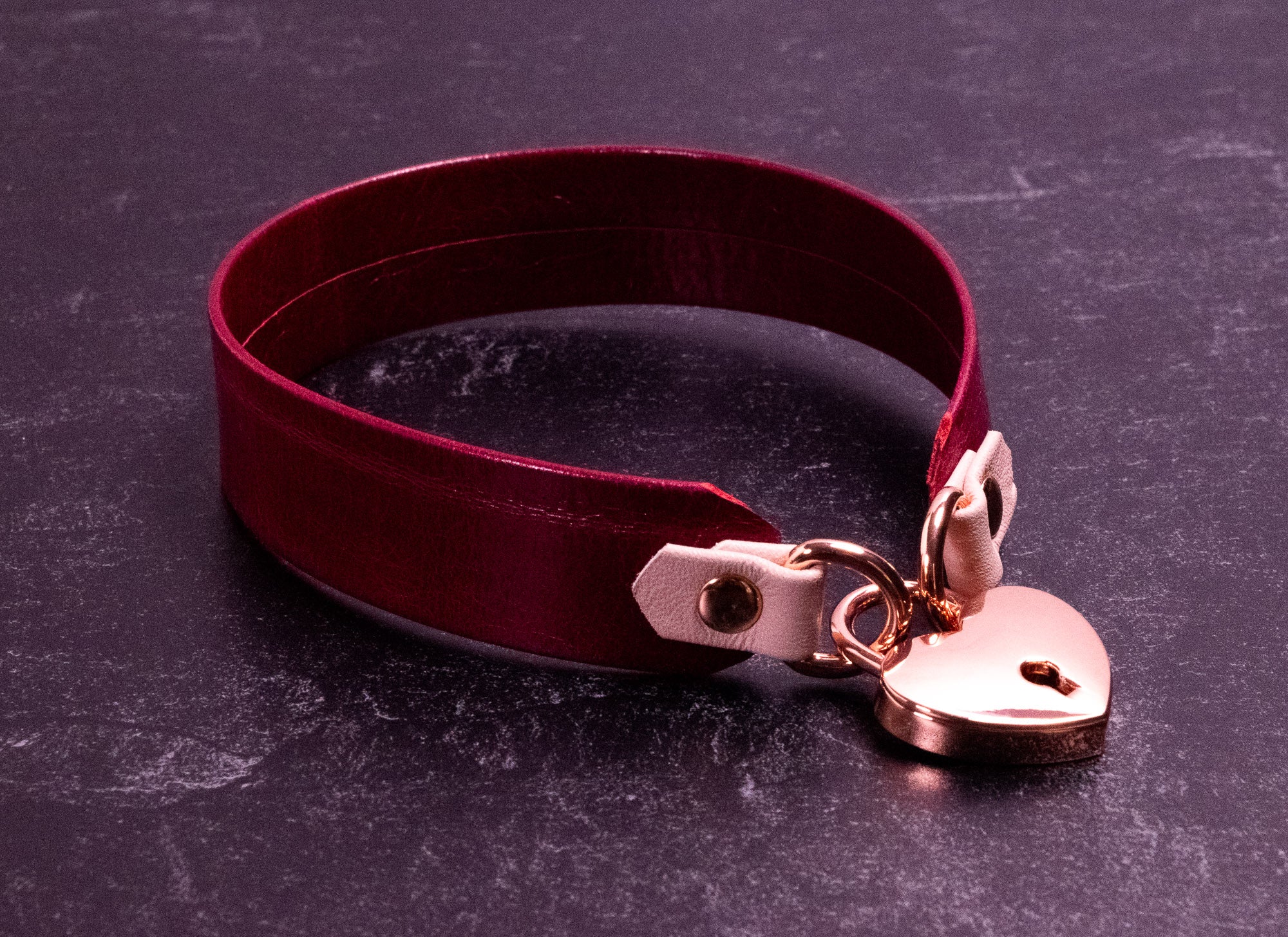 13" Cherry Leather Locking Collar _ LIMITED _