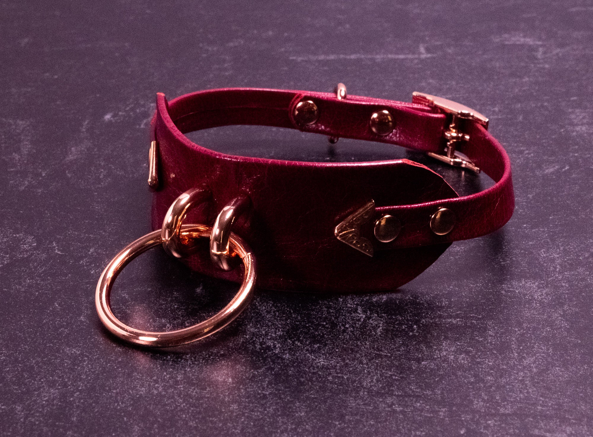 12.5" - 15" O Ring Cherry Leather Collar _ LIMITED _