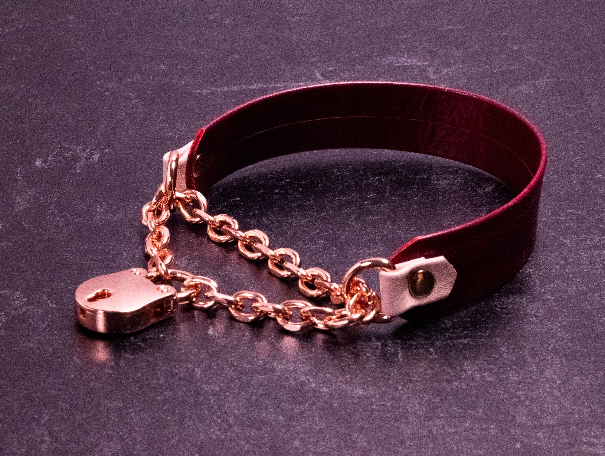 13" Cherry Leather Martingale Collar _ LIMITED _