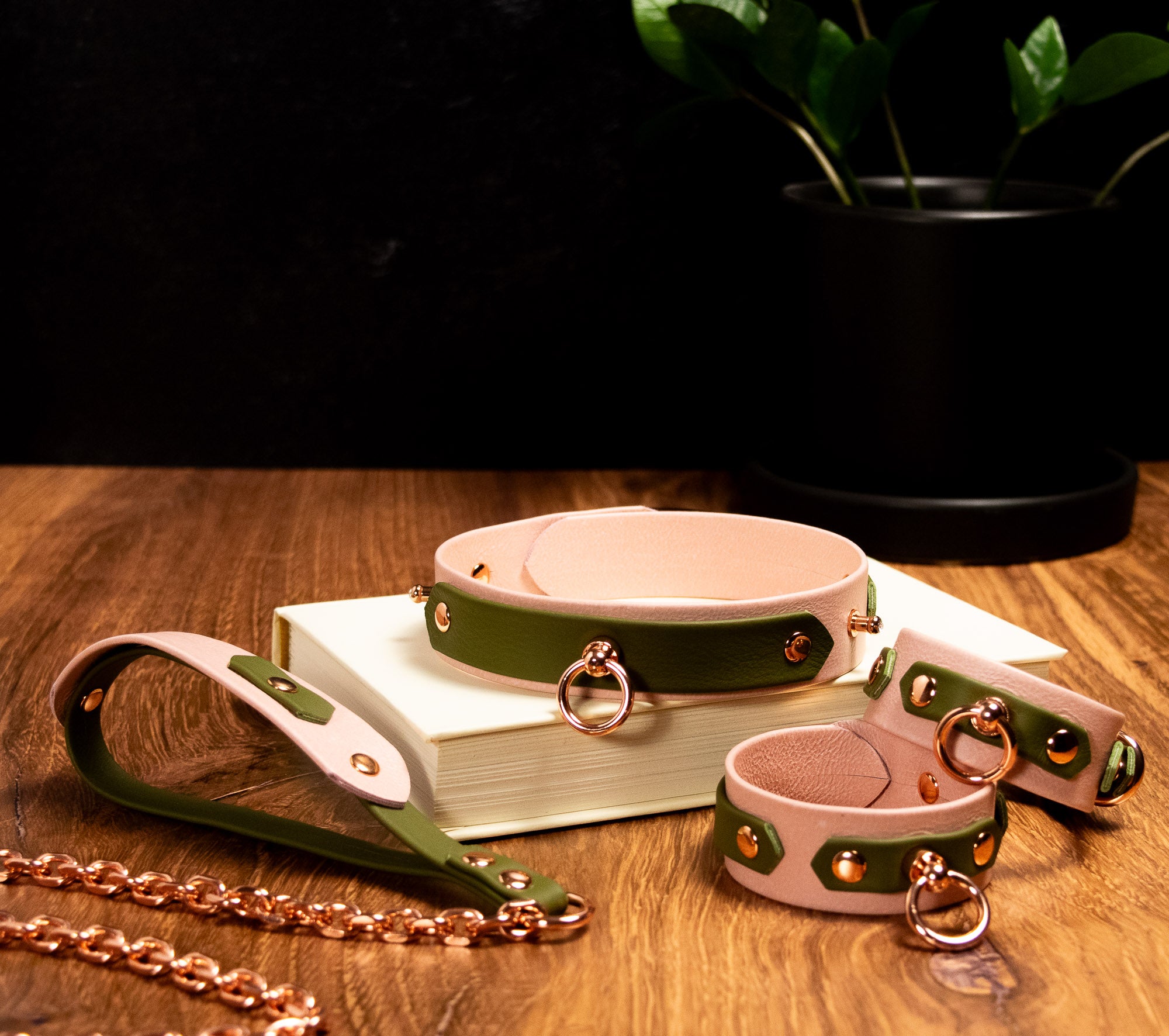 Blush & Olive Leather Leash _ LIMITED _