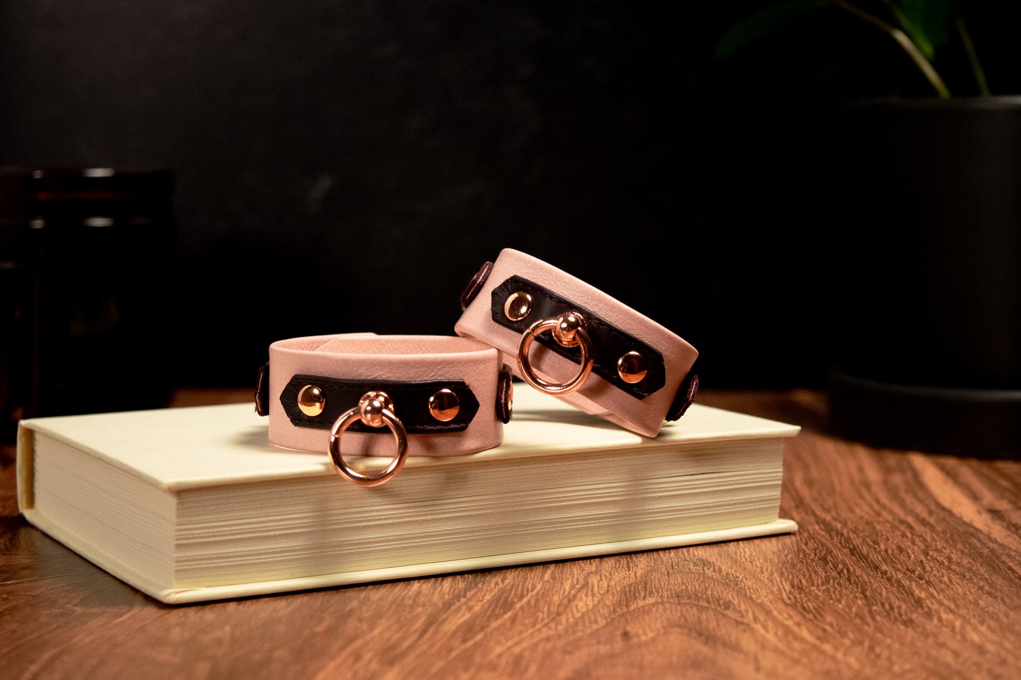 6" - 8" Blush & Burgundy Leather Cuffs _ LIMITED _