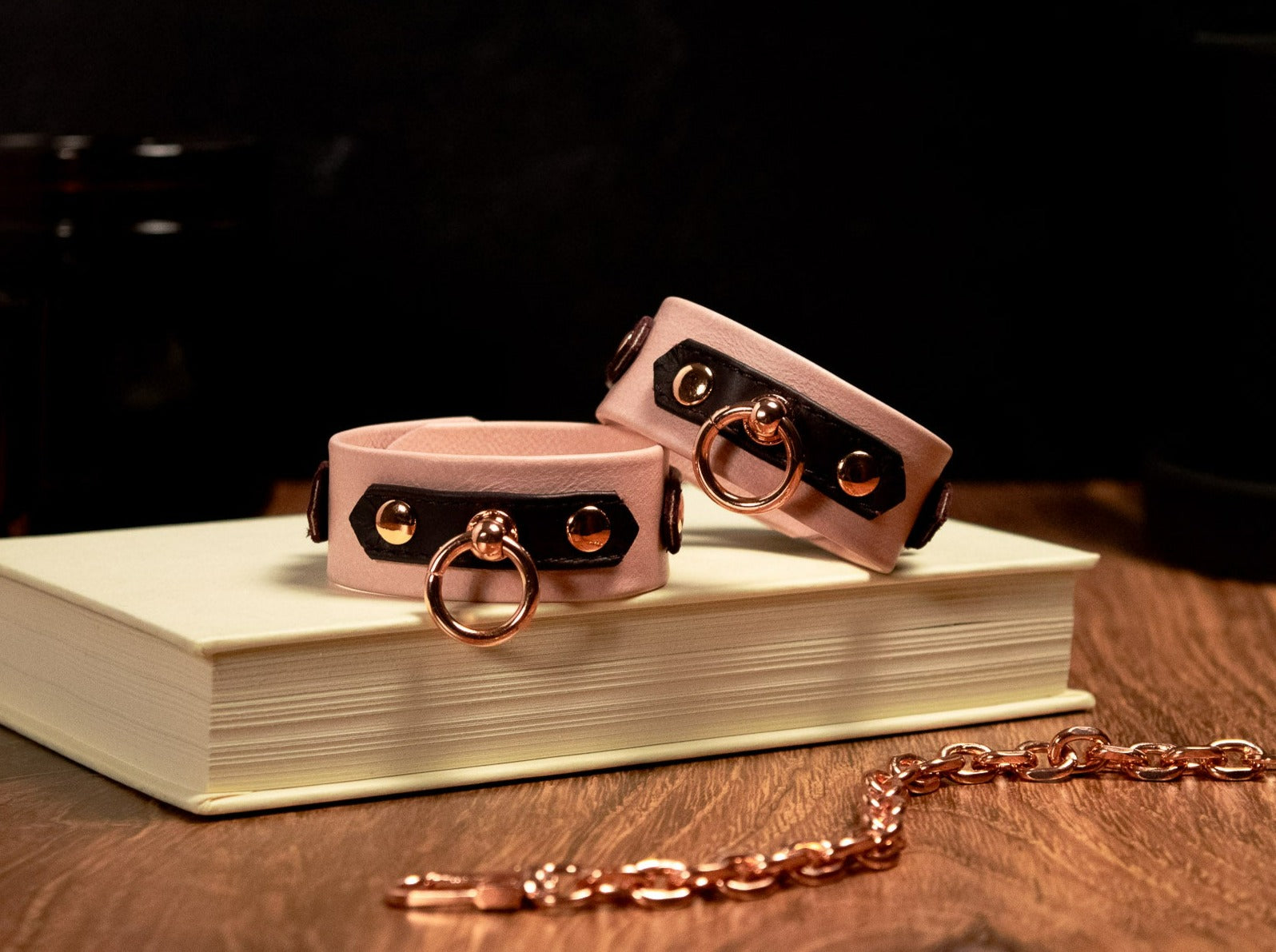 6" - 8" Blush & Burgundy Leather Cuffs _ LIMITED _