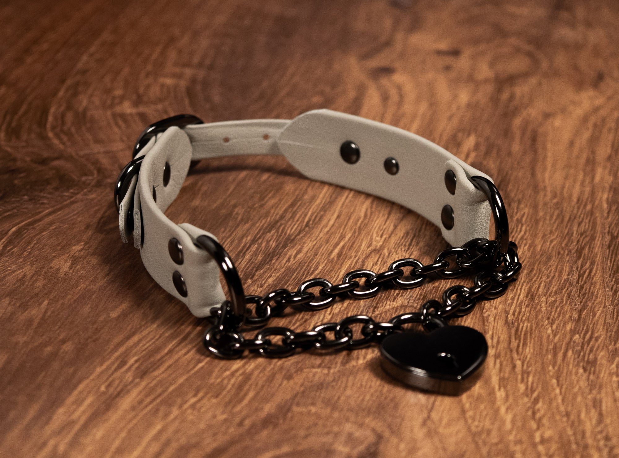 12.5" - 15" Gunmetal & Mushroom Leather Martingale Collar _ LIMITED _