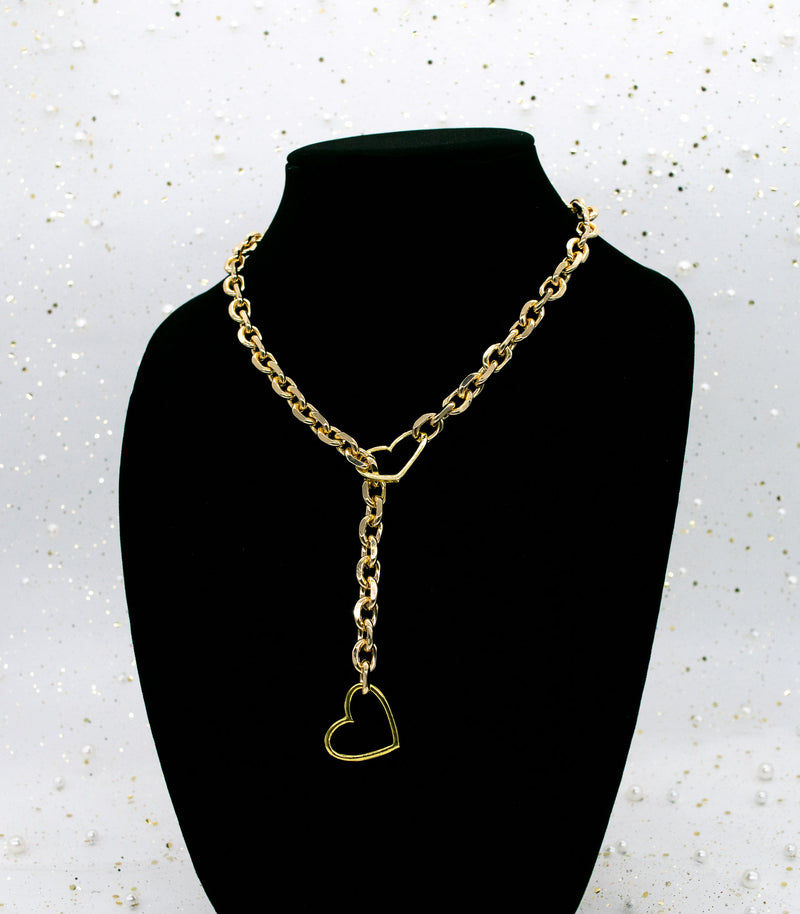 Gold Heart Olink Slip Chain Collar