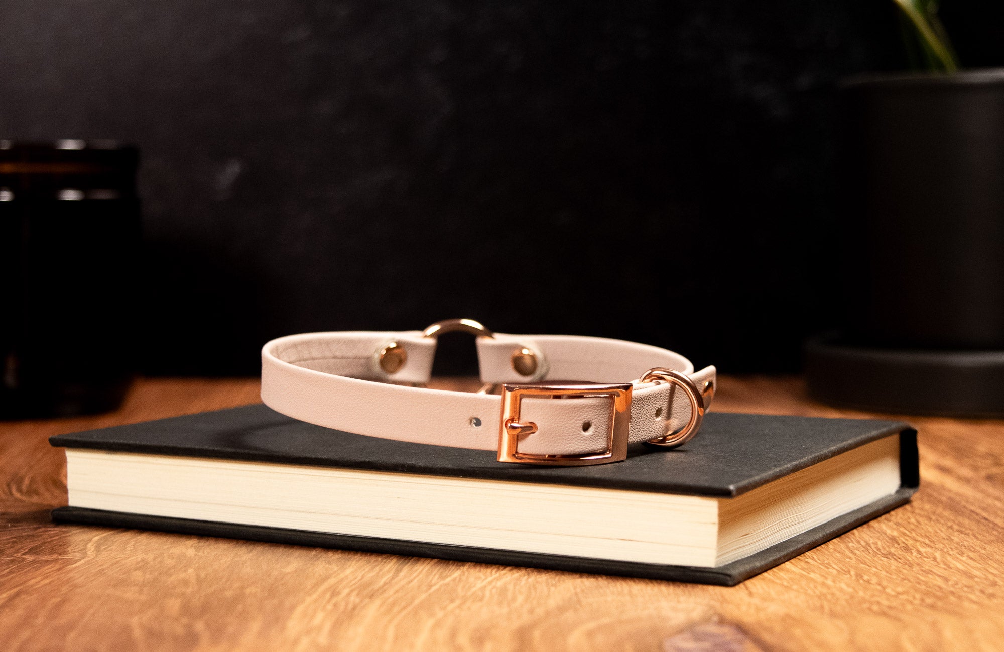 12" - 14" Pale Blush O-Ring Leather Collar _ LIMITED _