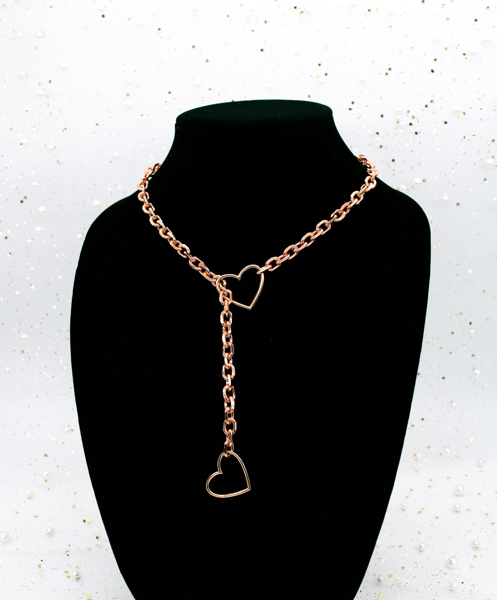 Rose Gold Heart O-link Slip Chain Collar