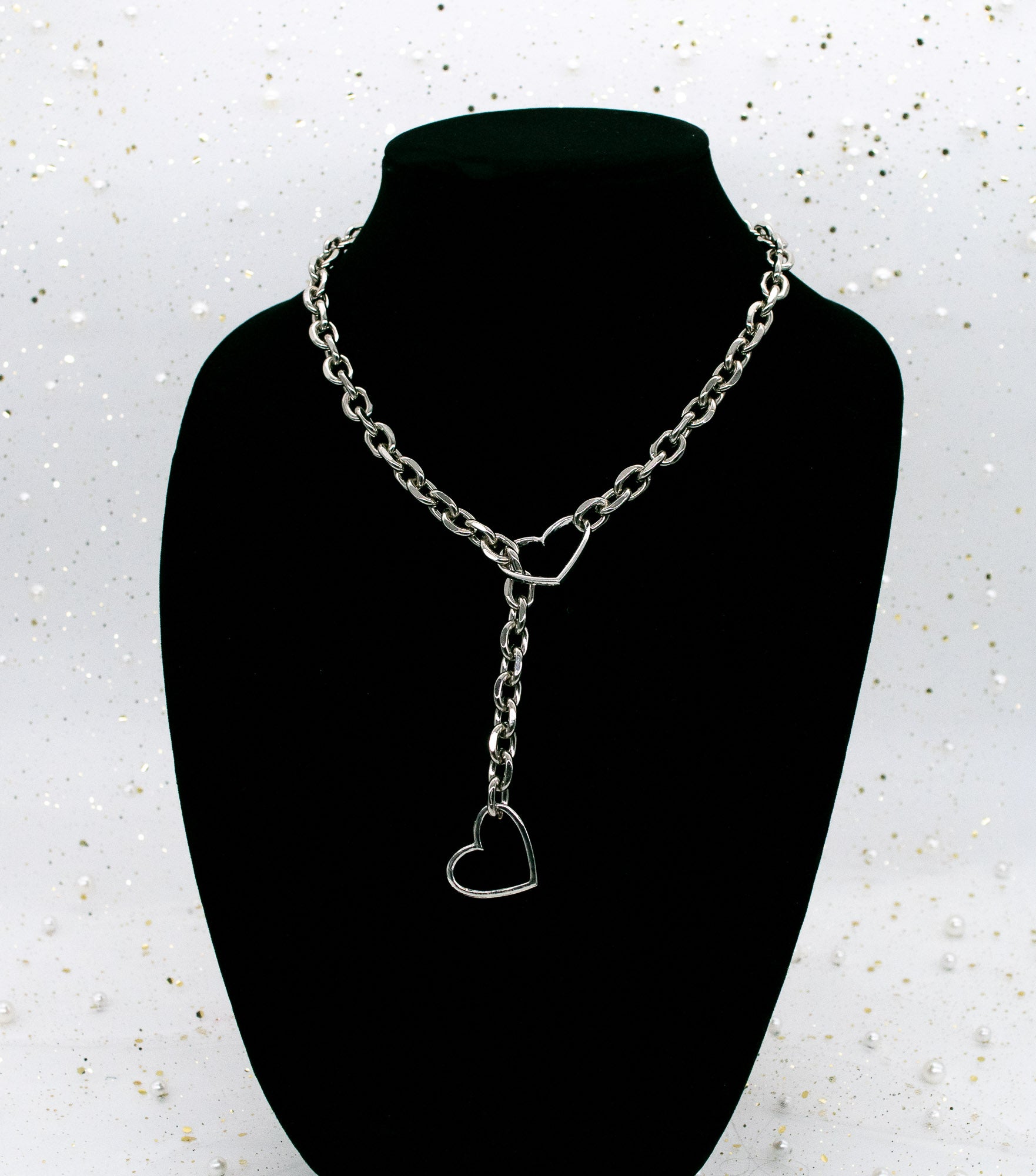 Silver Heart O-link Slip Chain Collar