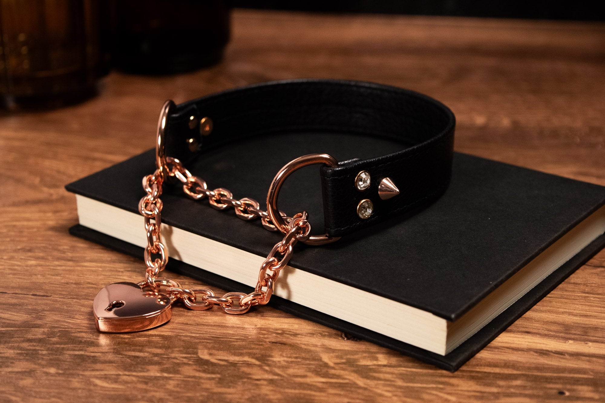 15" Black Leather Martingale Collar _ LIMITED _