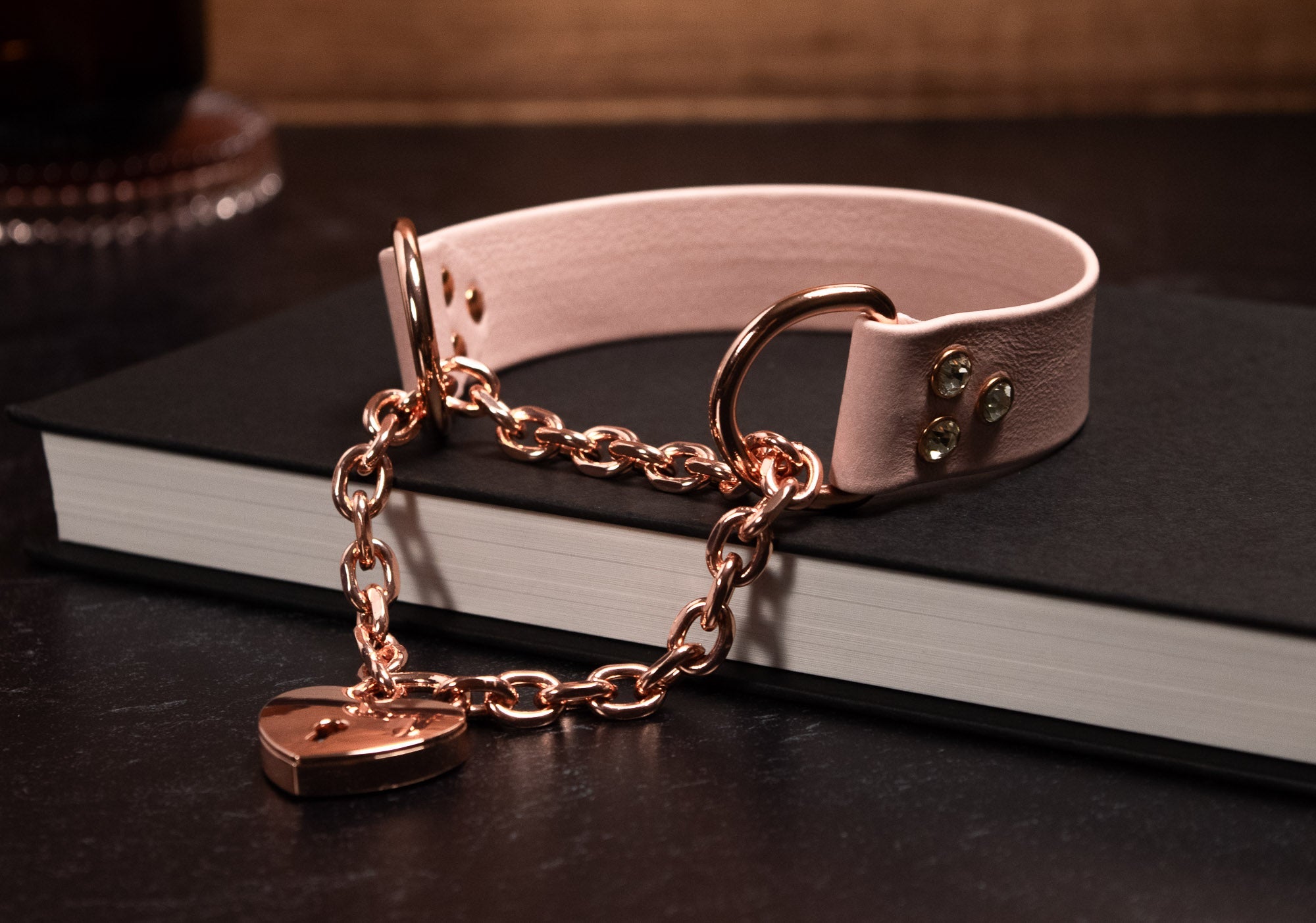 12" Blush Leather Martingale Collar _ LIMITED _