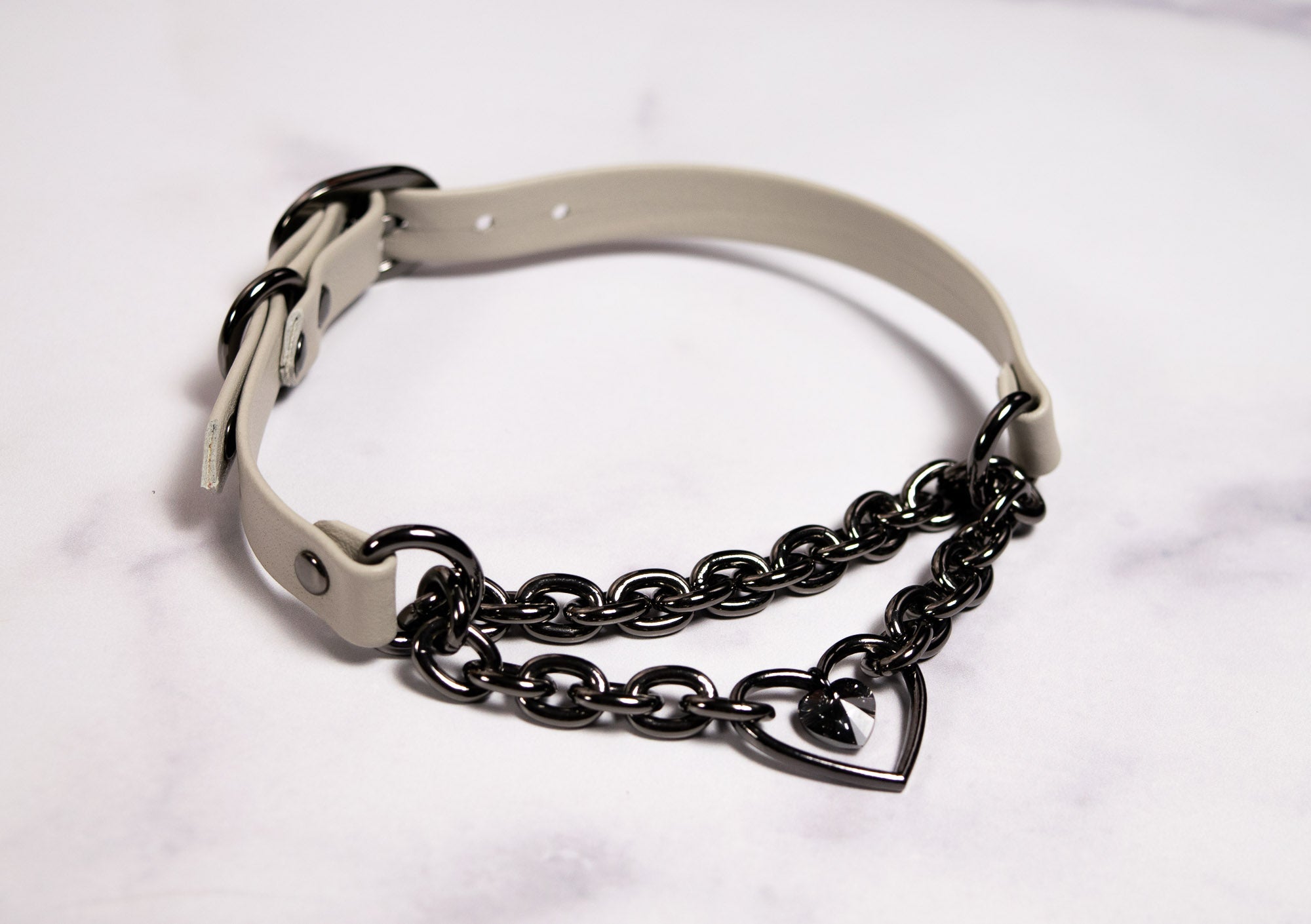 MADE TO ORDER Gunmetal & Mushroom Leather Martingale Collar _ LIMITED _