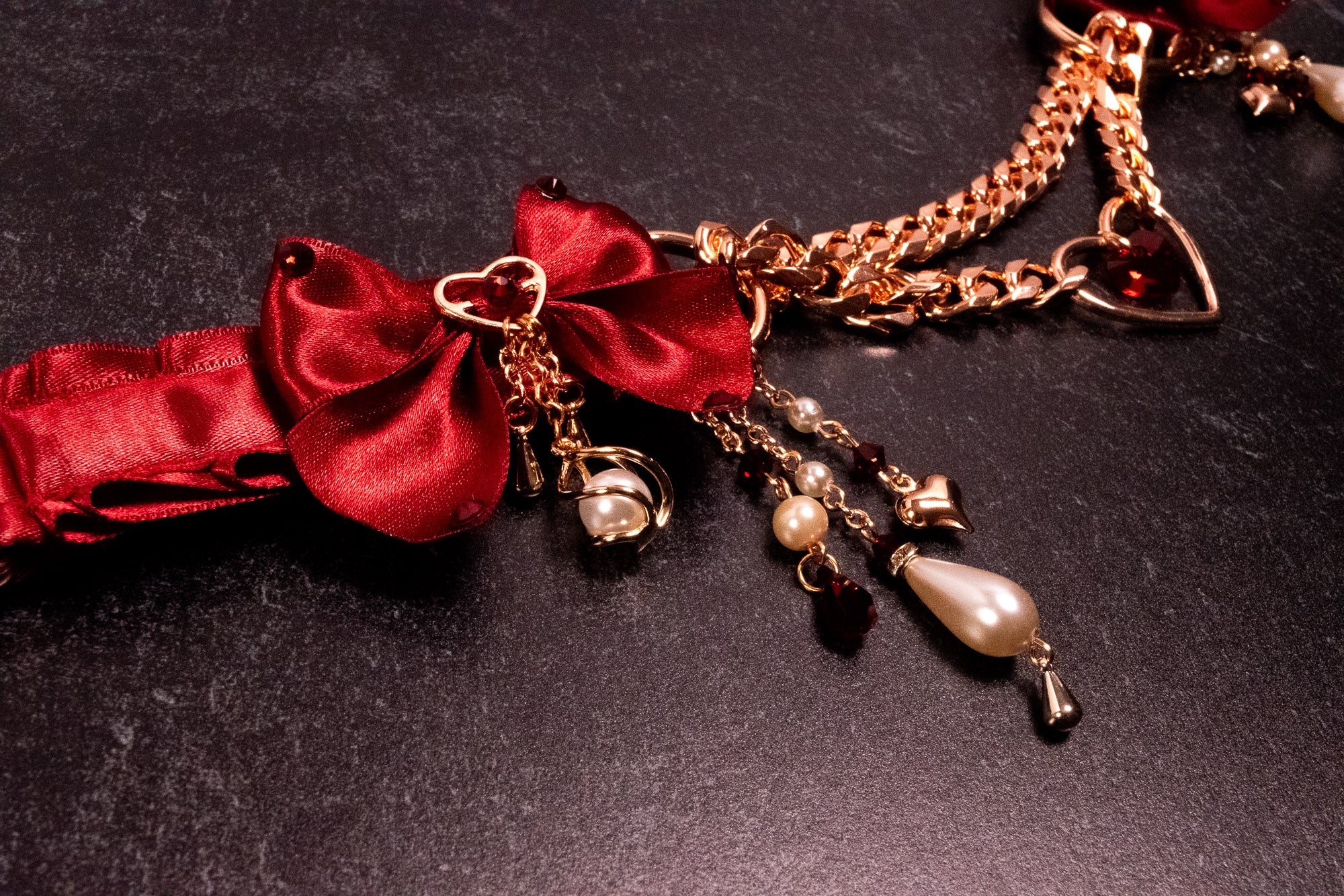 12.5" - 15" - "Lover’s Coronation" - Red & Rose Gold Luxury Martingale Collar