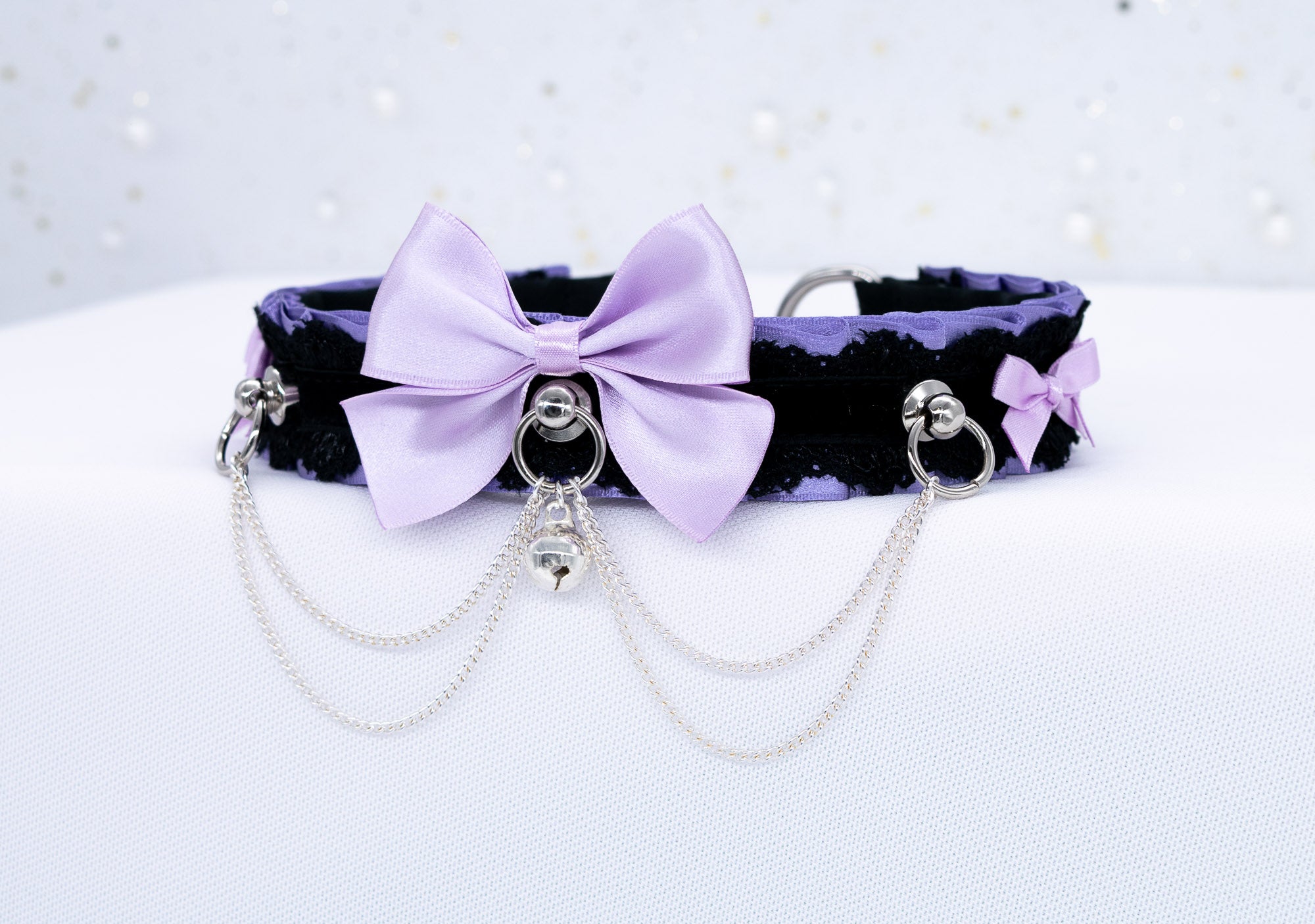 Purple and Black Luxury Pet Play Collar in Silver