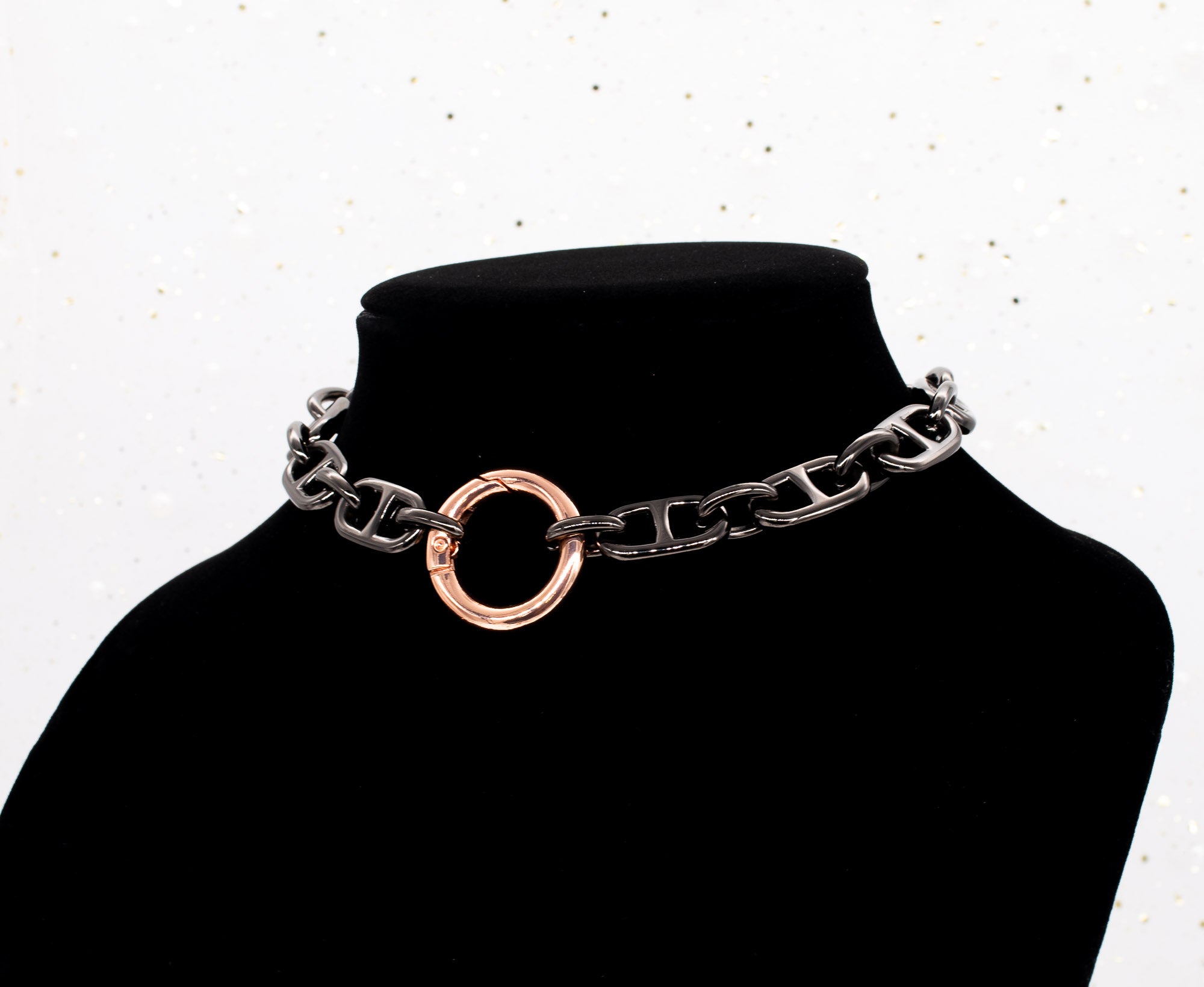 Chunky Chain Collar in Gunmetal & Rose Gold