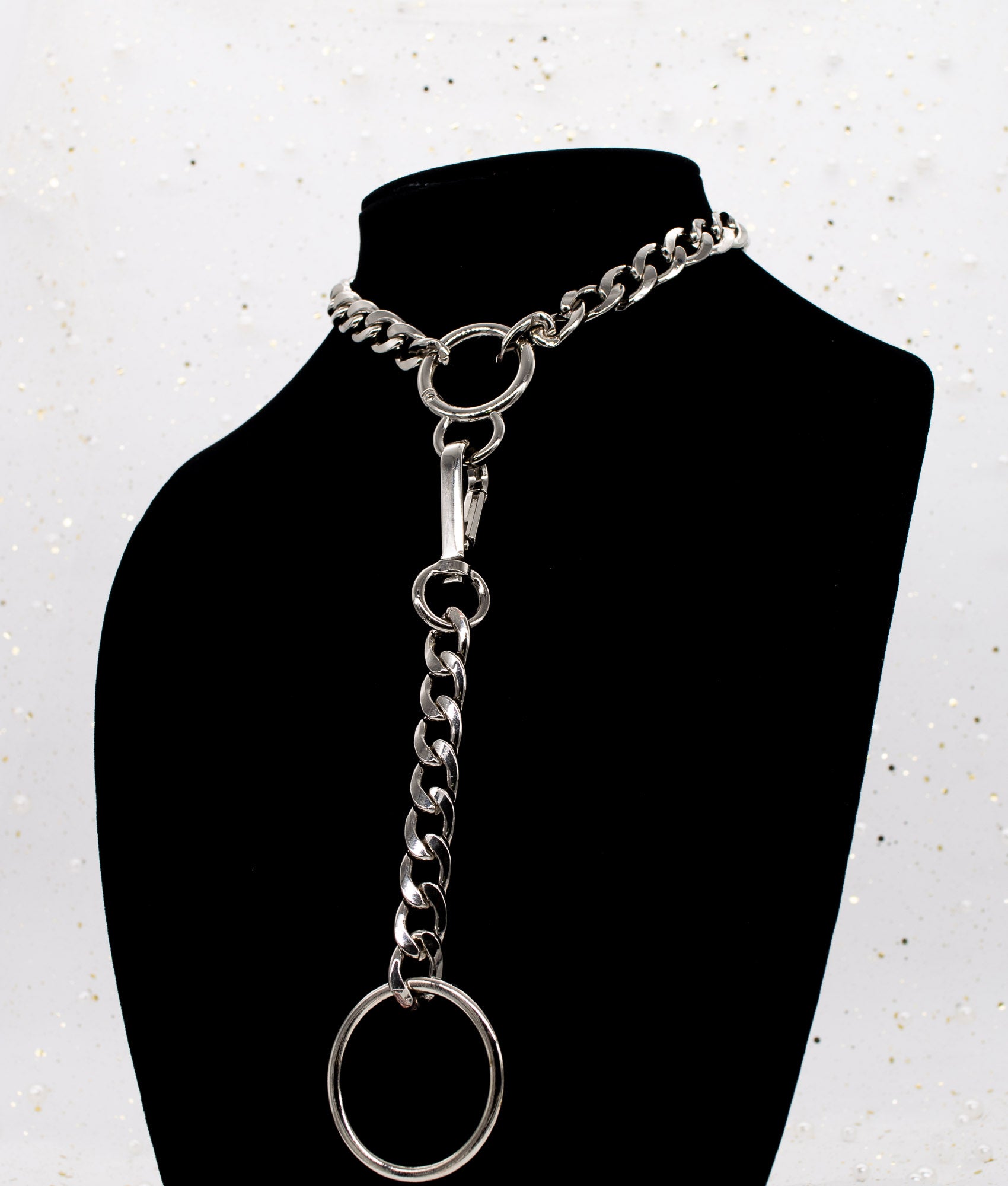 Chunky Chain Collar and Finger Leash in Silver