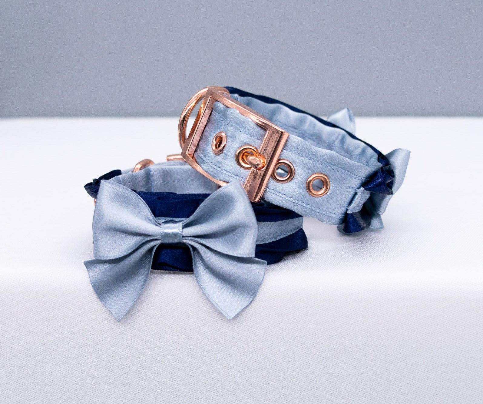 Navy and French Blue - Rose Gold BDSM Cuffs