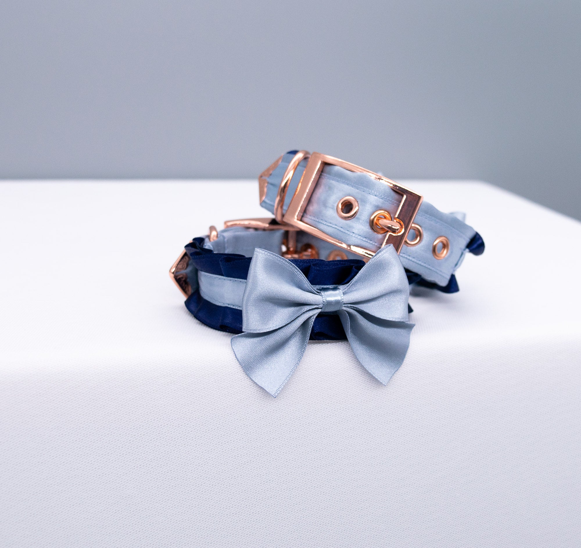 Navy and French Blue - Rose Gold BDSM Cuffs