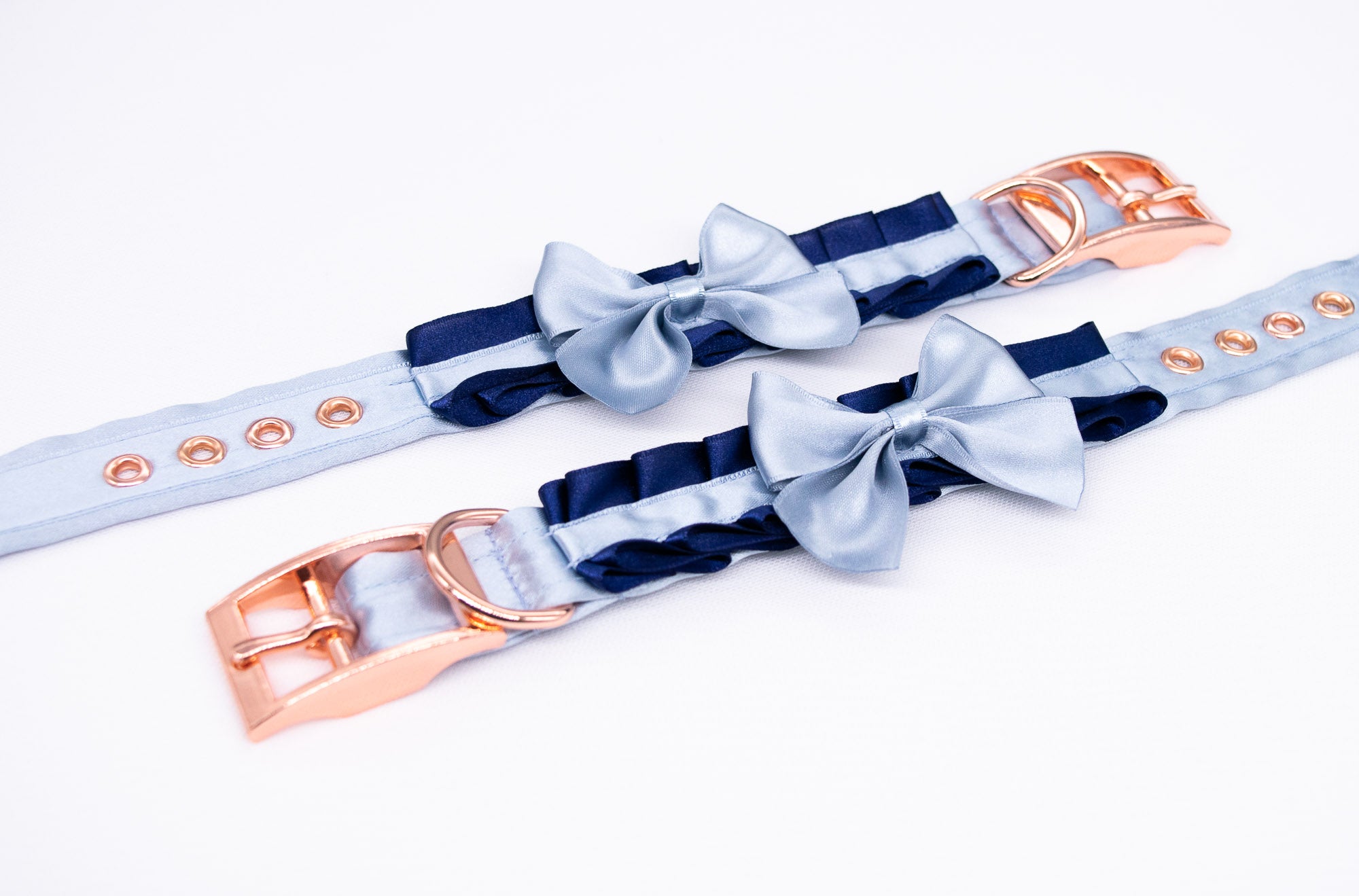 Navy and French Blue - Rose Gold BDSM Cuffs