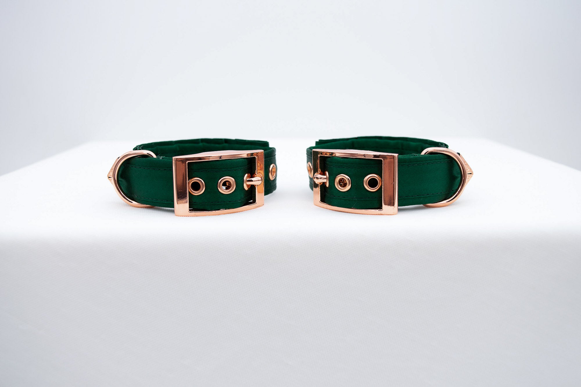 Hunter Green Velvet and Rose Gold Cuffs