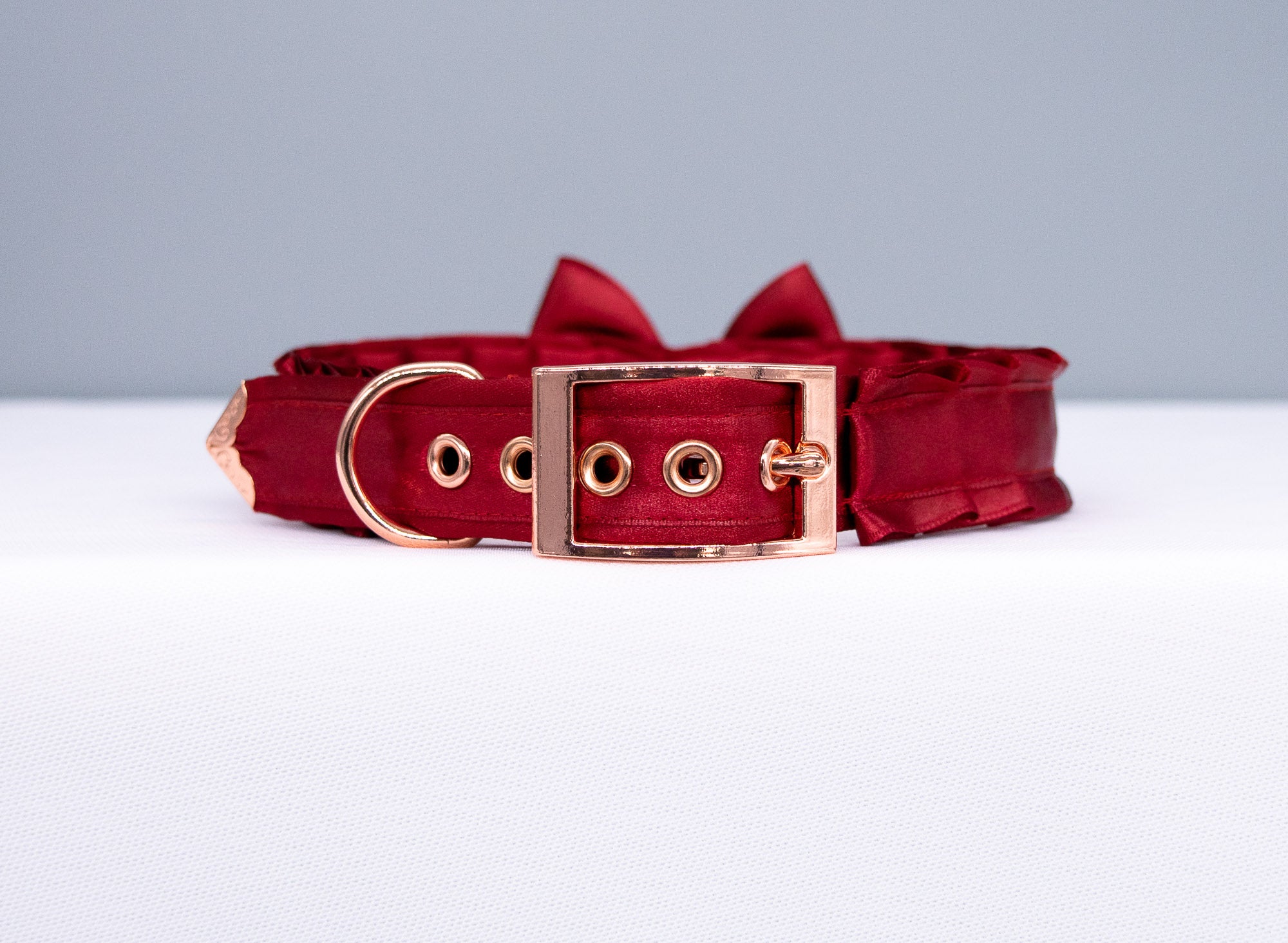 Red and Rose Gold Collar and Leash Set