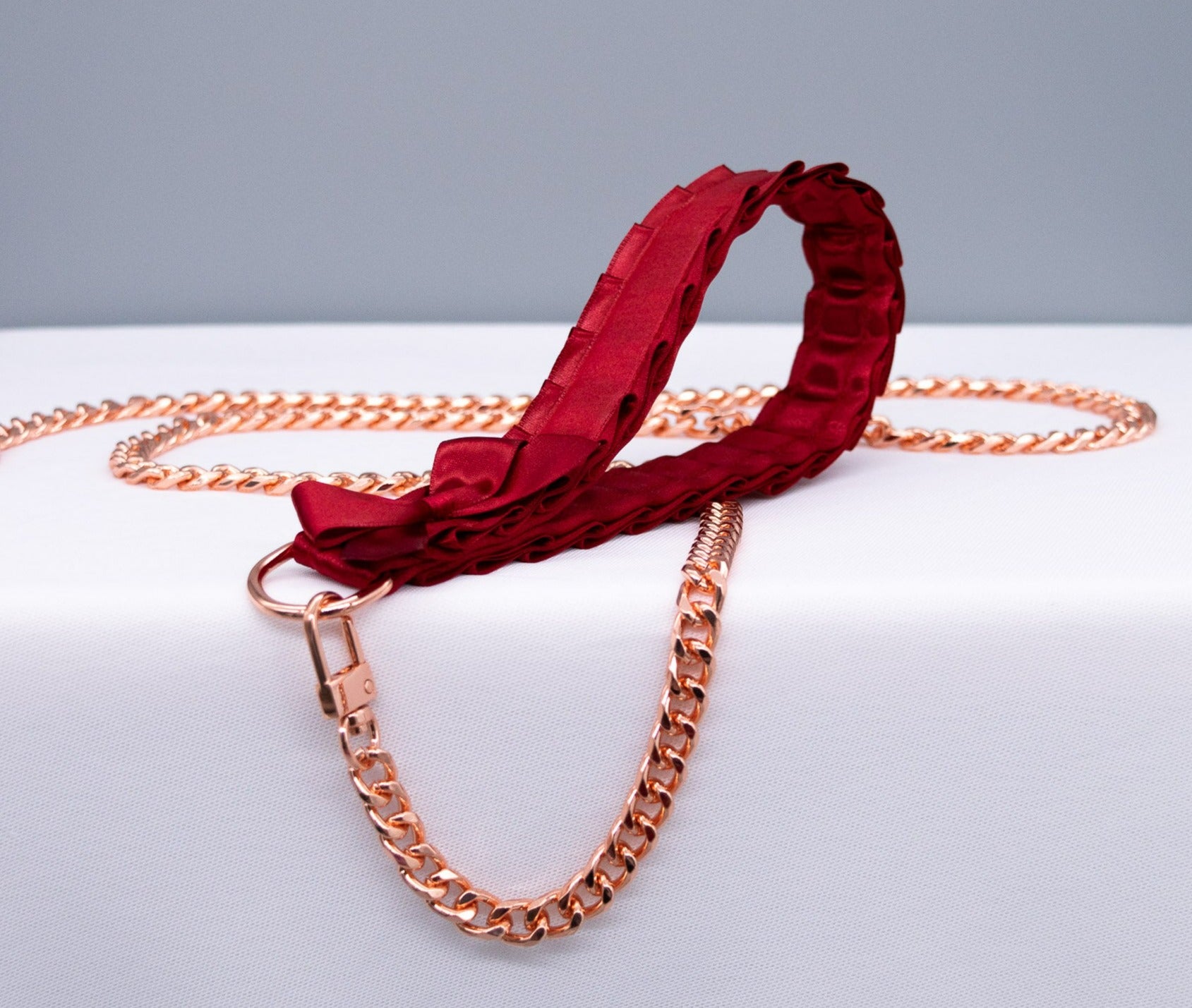 Red and Rose Gold Luxury BDSM Leash