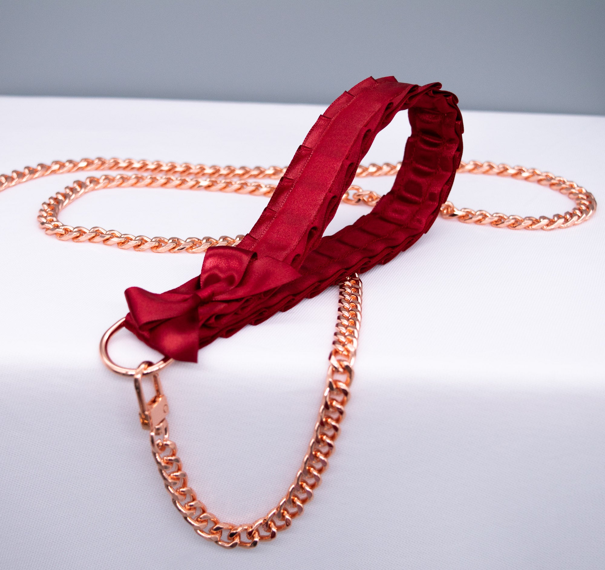 Red and Rose Gold Luxury BDSM Leash
