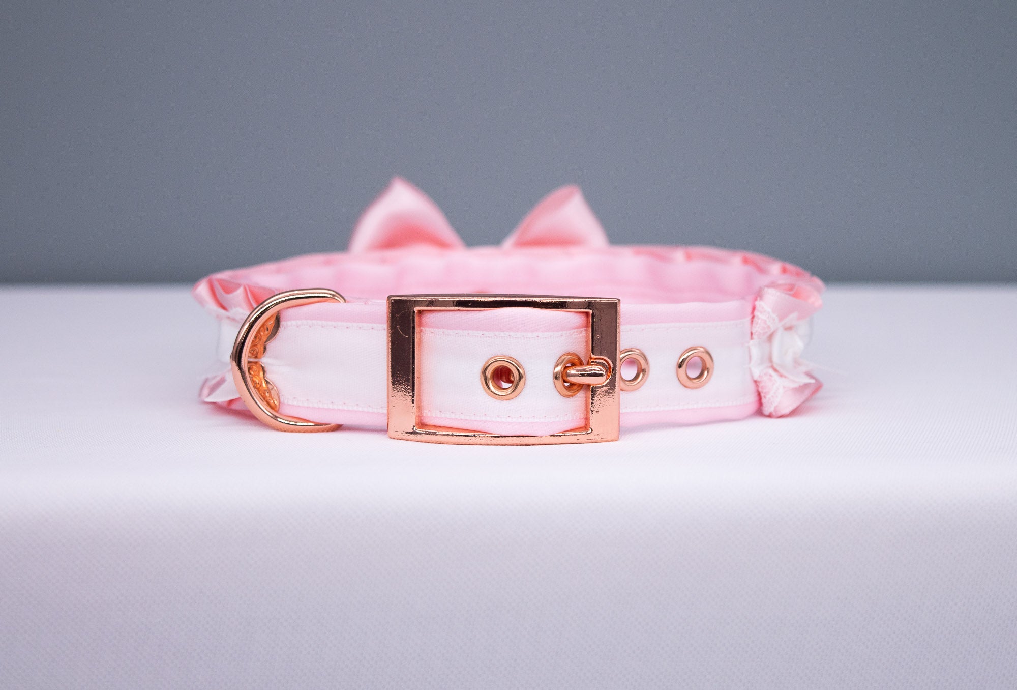 Pink, Rose Gold and White Bunny Pet Play Collar