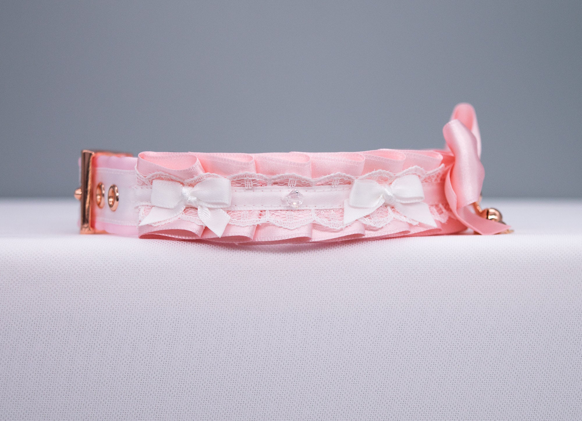 Pink, Rose Gold and White Bunny Pet Play Collar
