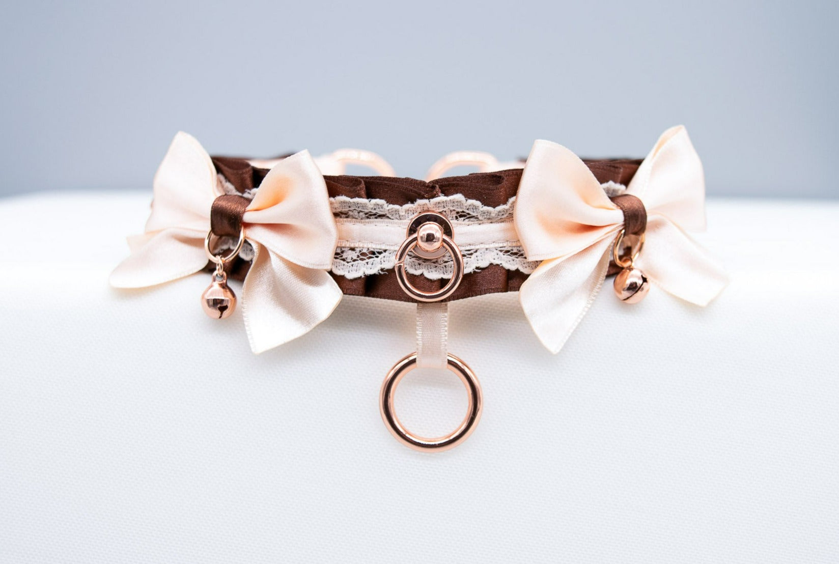 Luxury Chocolate and Cream O Ring Rose Gold  Collar