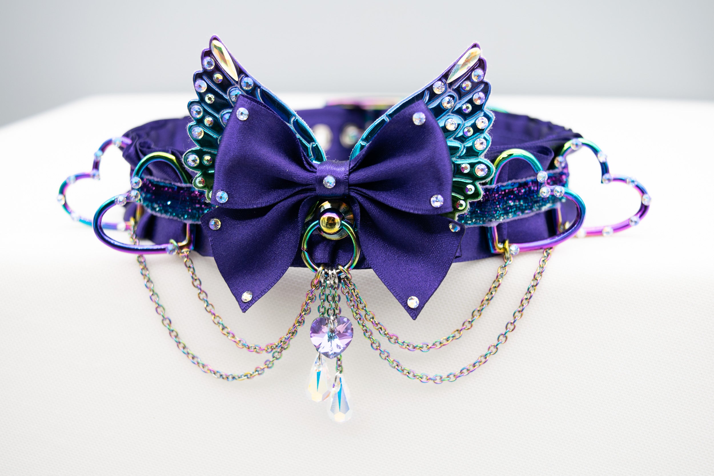 Limited Edition - Jeweled Purple Rainbow Winged Heart Collar