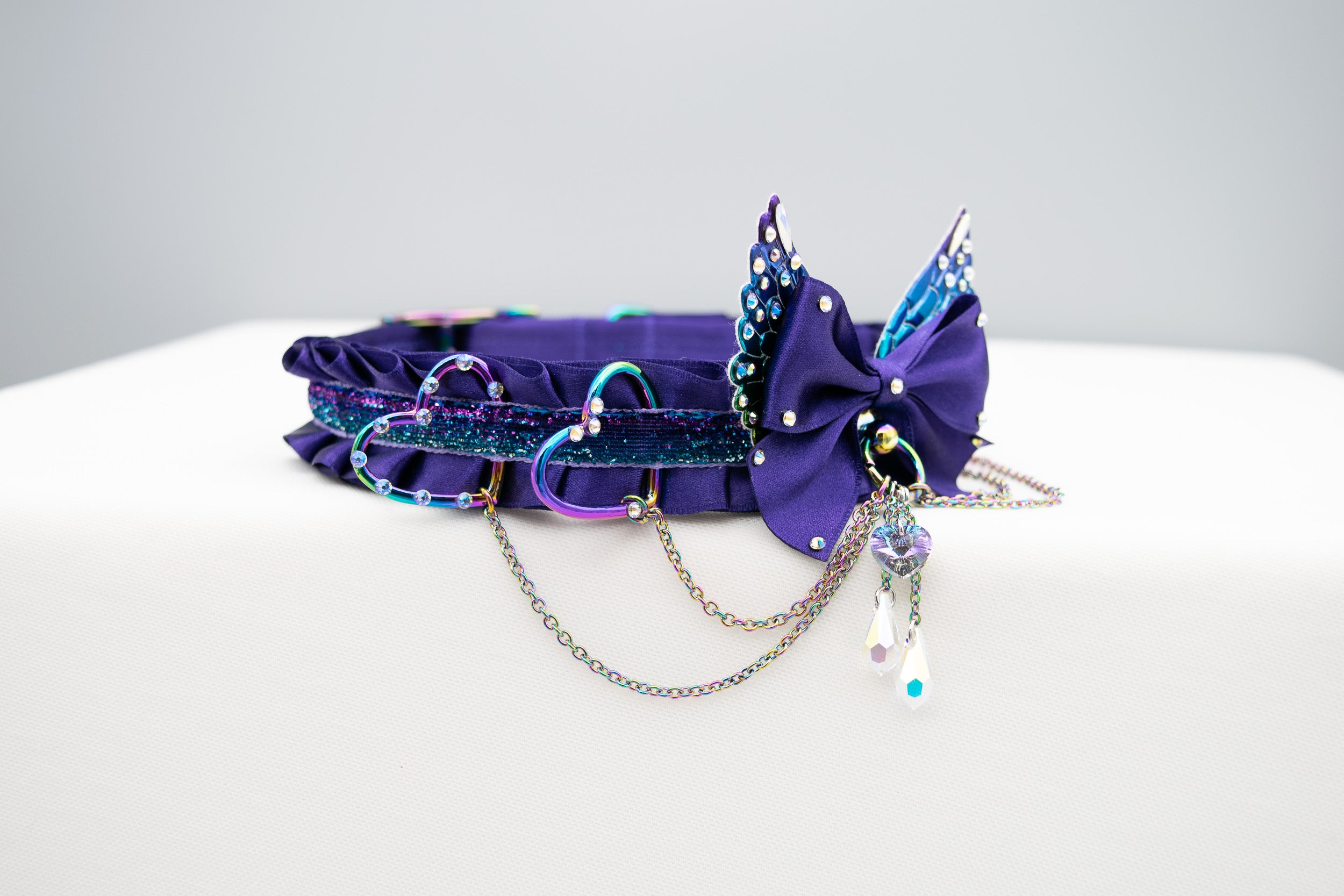 Limited Edition - Jeweled Purple Rainbow Winged Heart Collar