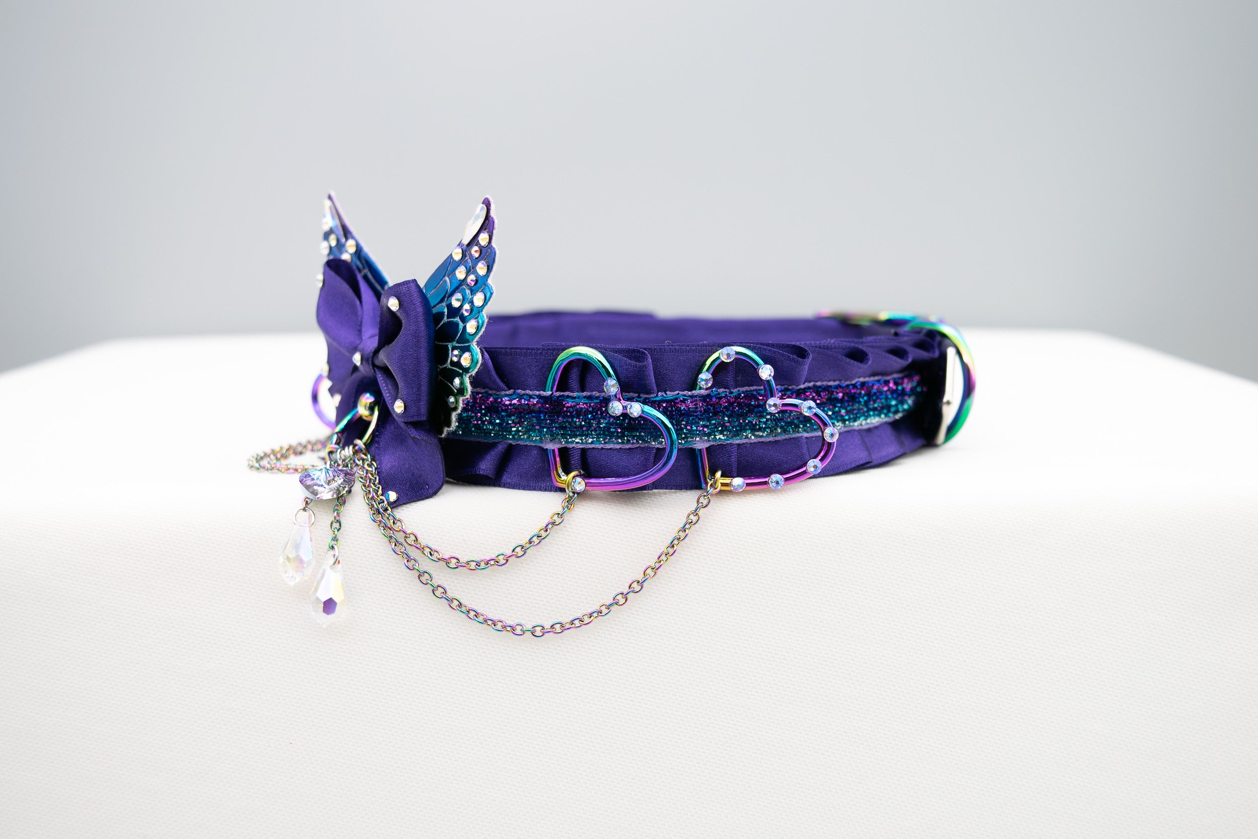 Limited Edition - Jeweled Purple Rainbow Winged Heart Collar