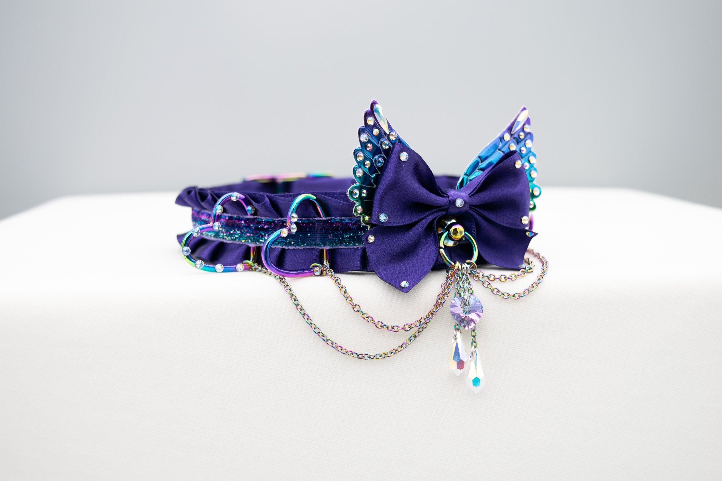 Limited Edition - Jeweled Purple Rainbow Winged Heart Collar