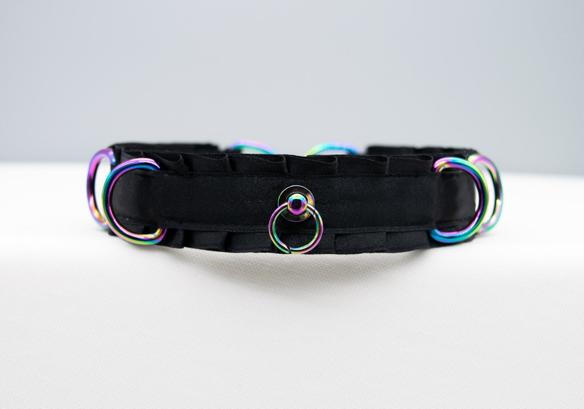 Iridescent Rainbow and Black Collar