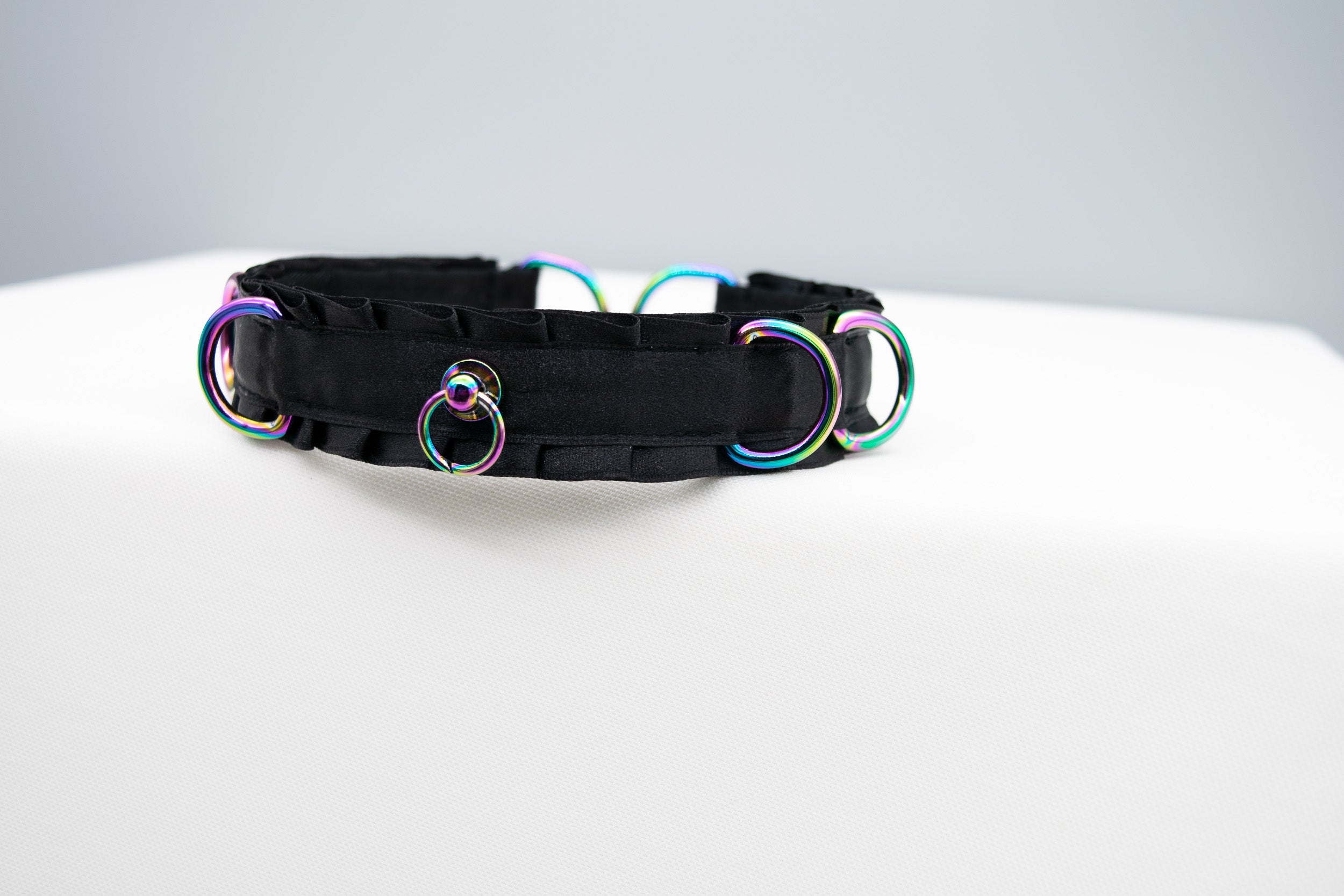 Iridescent Rainbow and Black Collar