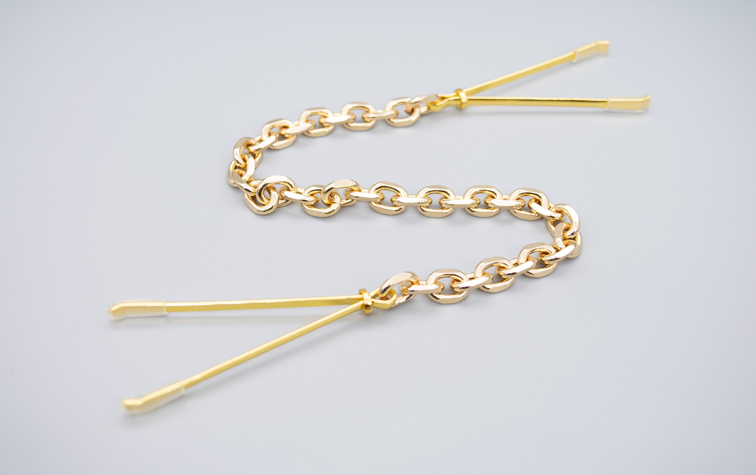 Gold Tweezer Nipple Clamps - 10" Chain