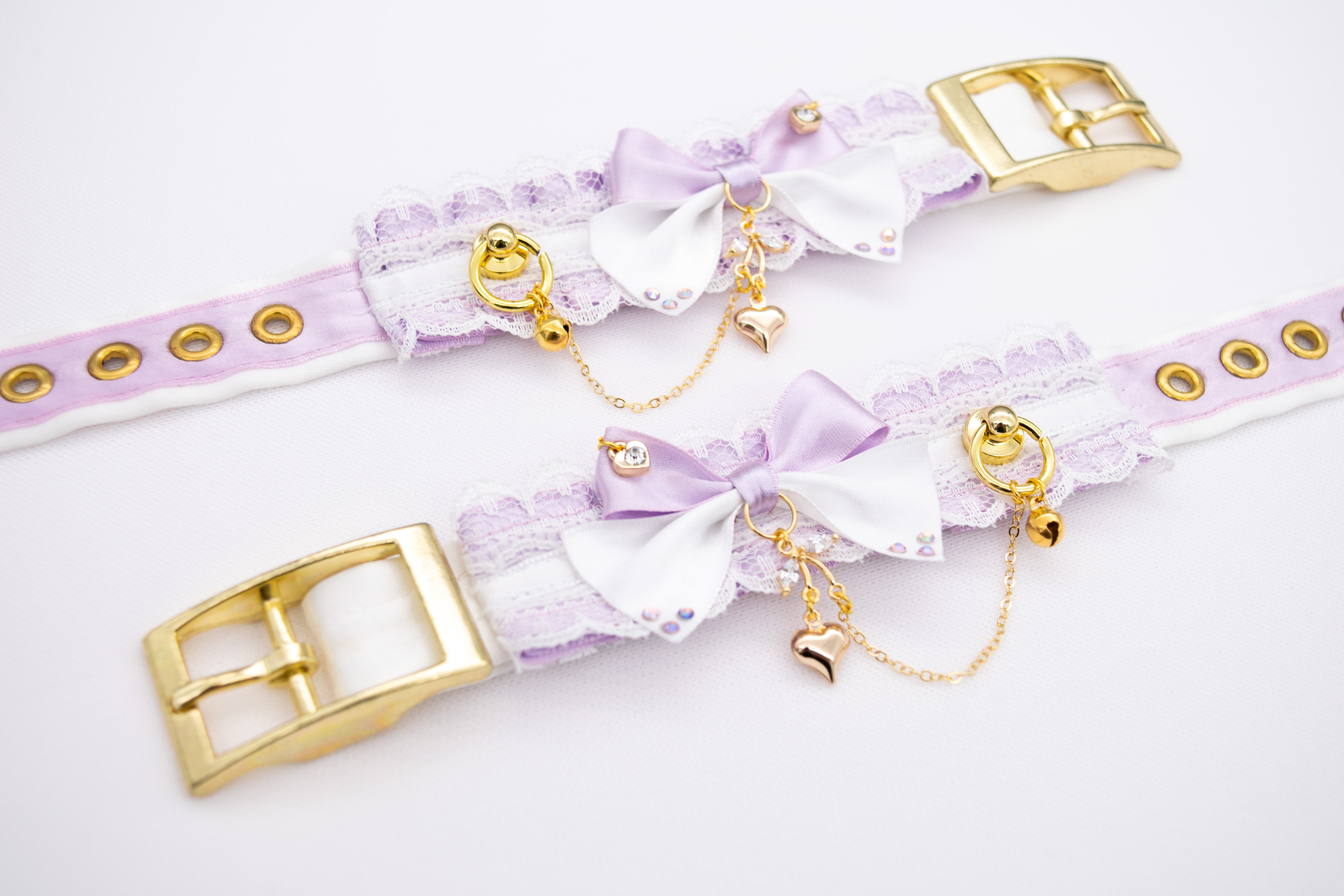 Lilac and White Deluxe Sparkle Gold Cuffs