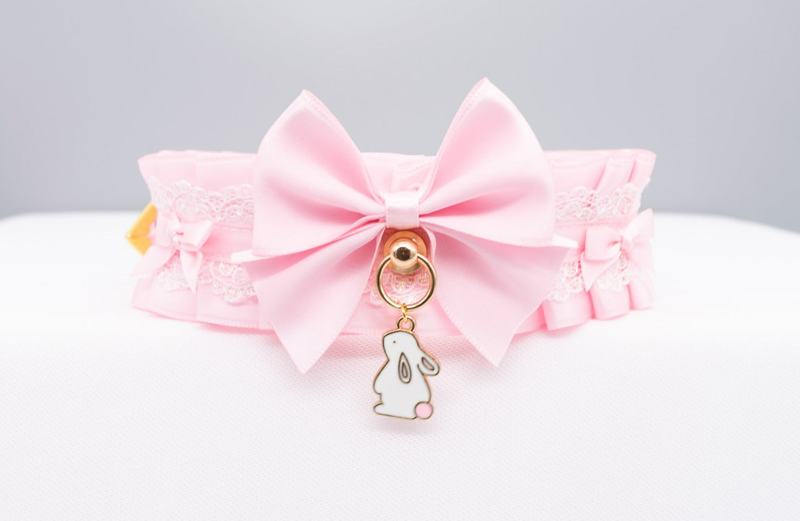 Classic Pink and Gold Bunny Pet Play Collar