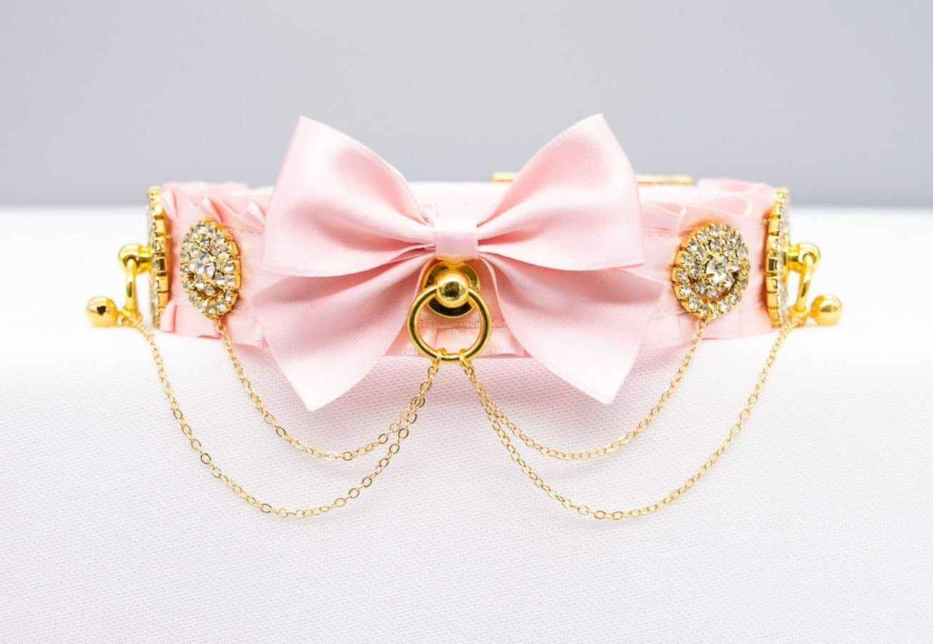Baby Pink and Gold Luxe Sparkle Chain Collar
