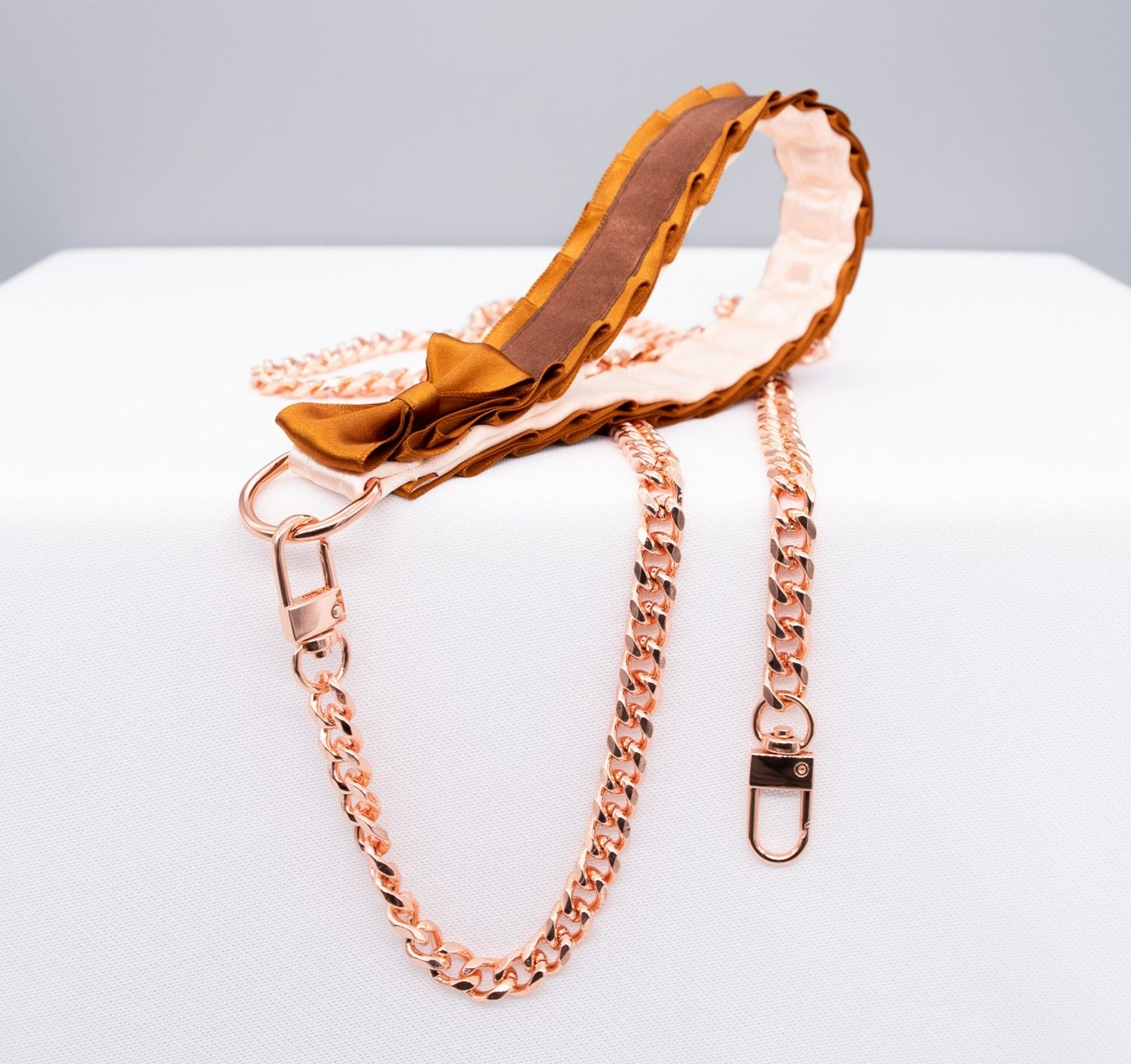 Caramel and Chocolate Brown Rose Gold Leash