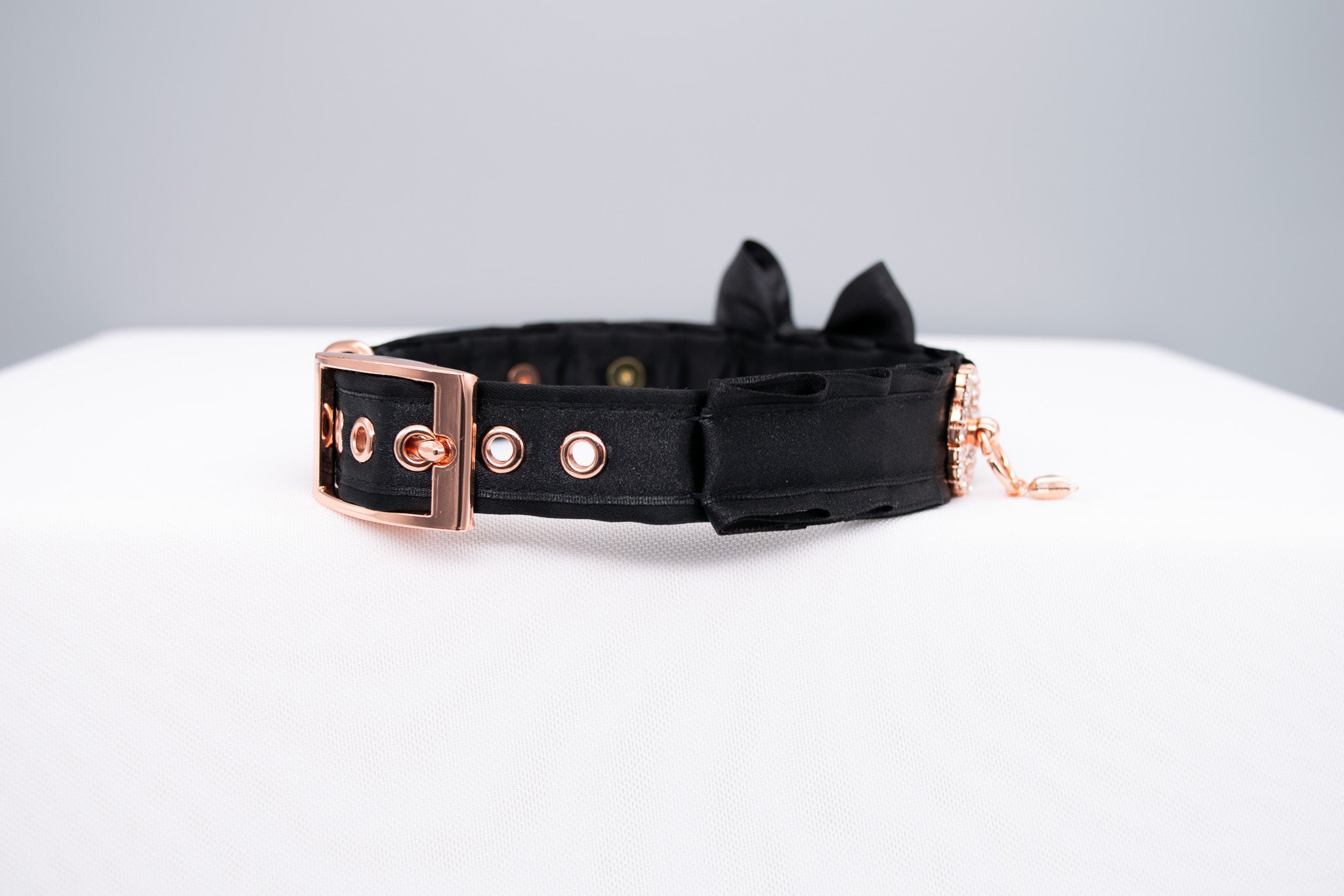 Black and Rose Gold Jeweled Spiked Pet Play Collar