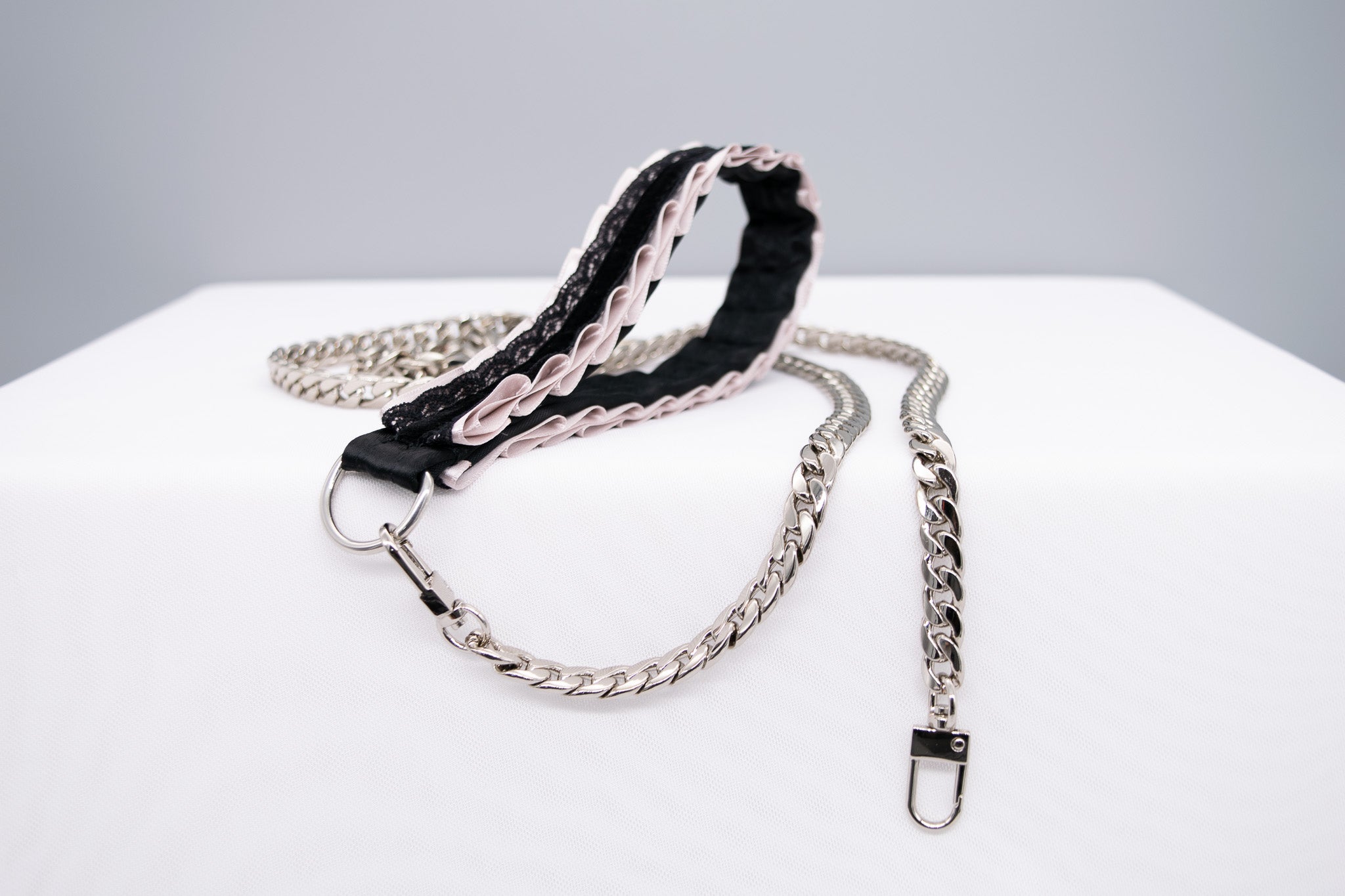 Dusty Lilac and Black Velvet Collar and Leash BDSM Set