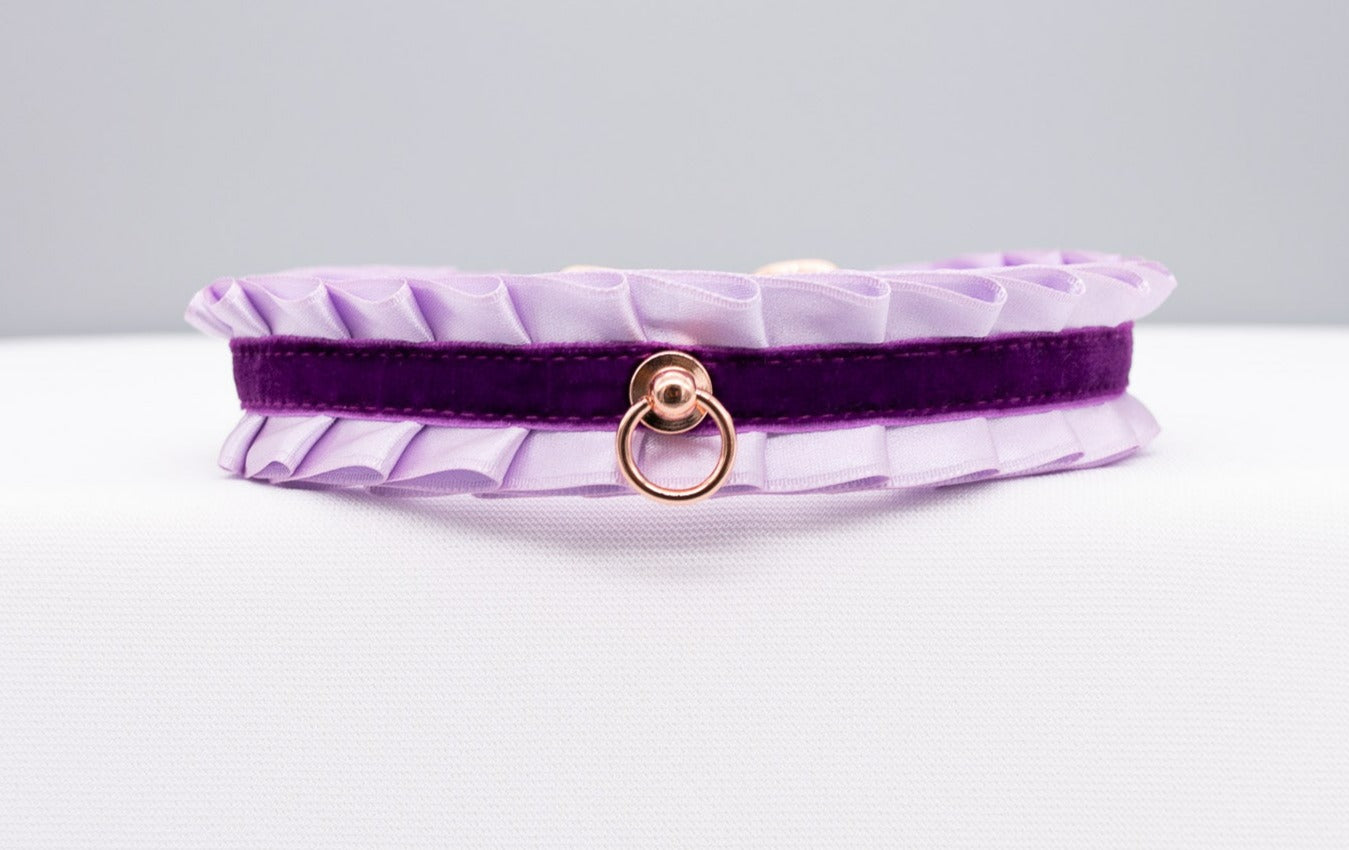 Lilac and Regal Purple Velvet Rose Gold Collar