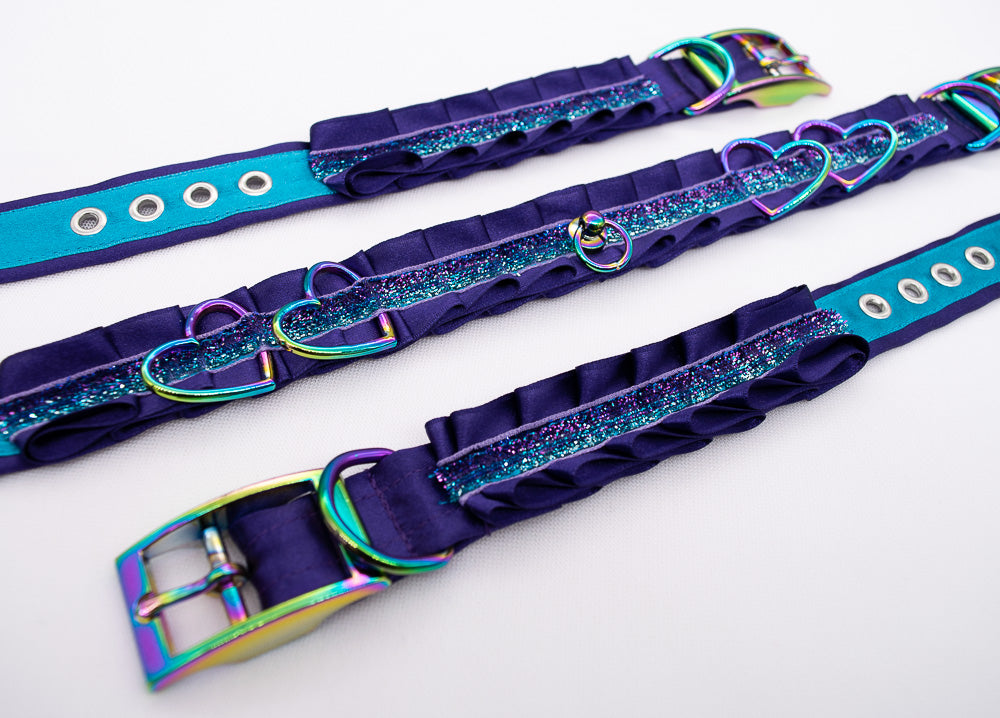 Rainbow Nebula Heart BDSM Collar