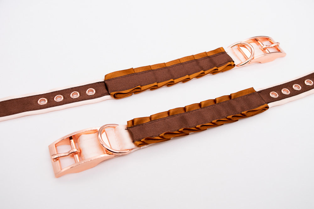 Caramel and Chocolate Brown Rose Gold Cuffs
